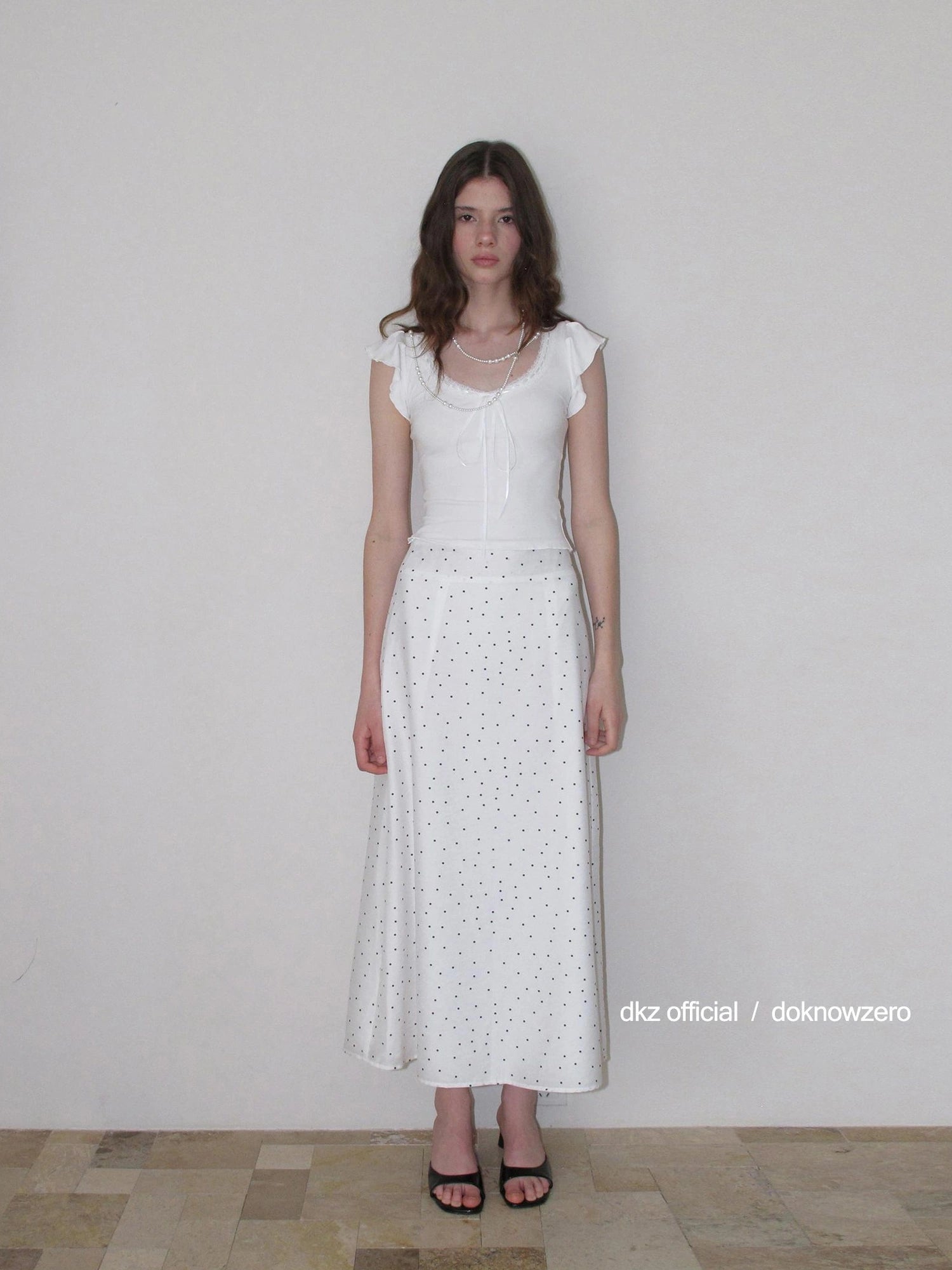 DKZ OFFICIAL Tencel Midi Dot Skirt