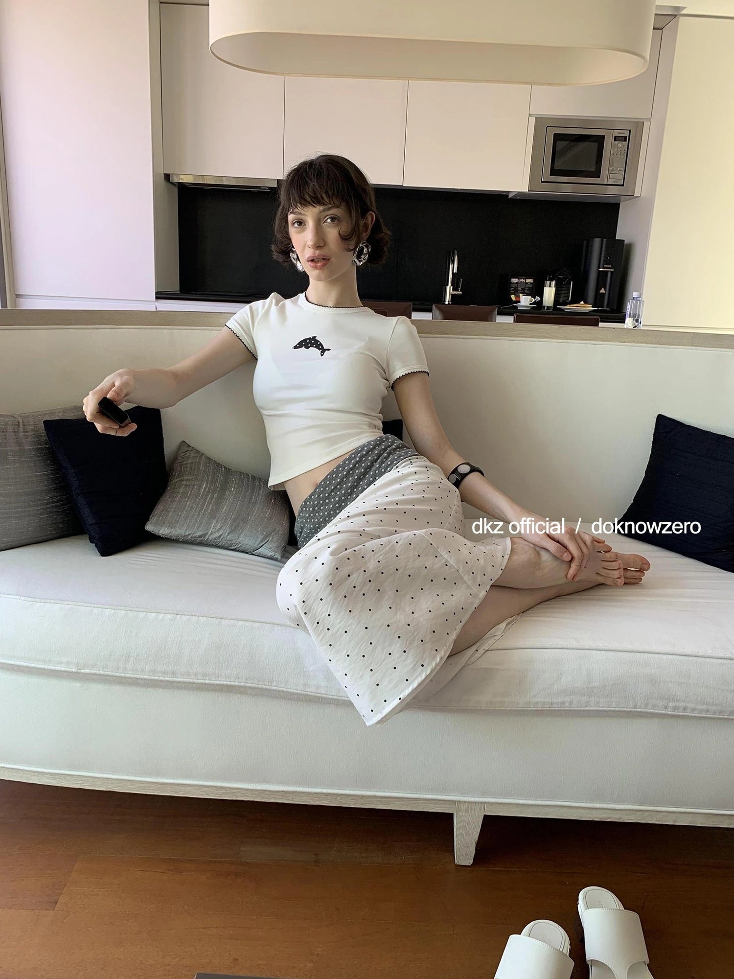 Tencel Polka Dot Midi Skirt