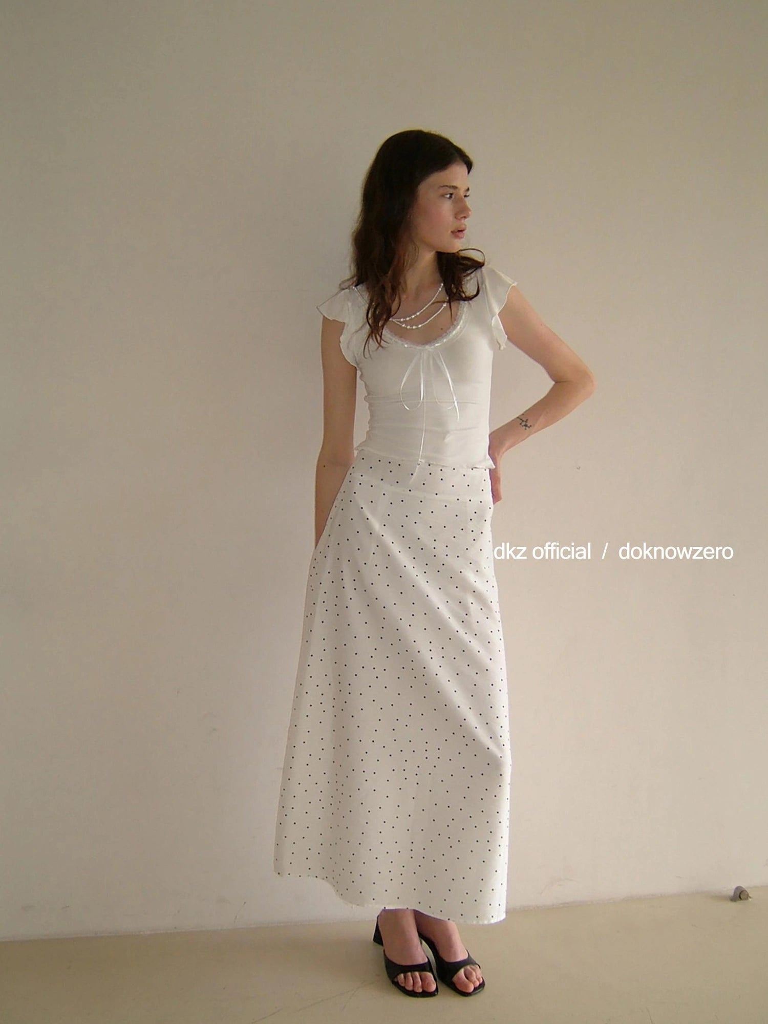 Tencel Polka Dot Midi Skirt