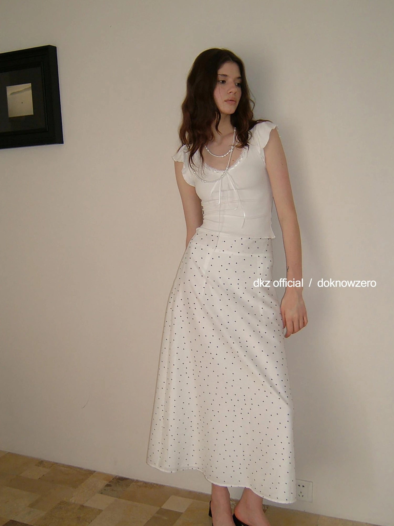 Tencel Polka Dot Midi Skirt