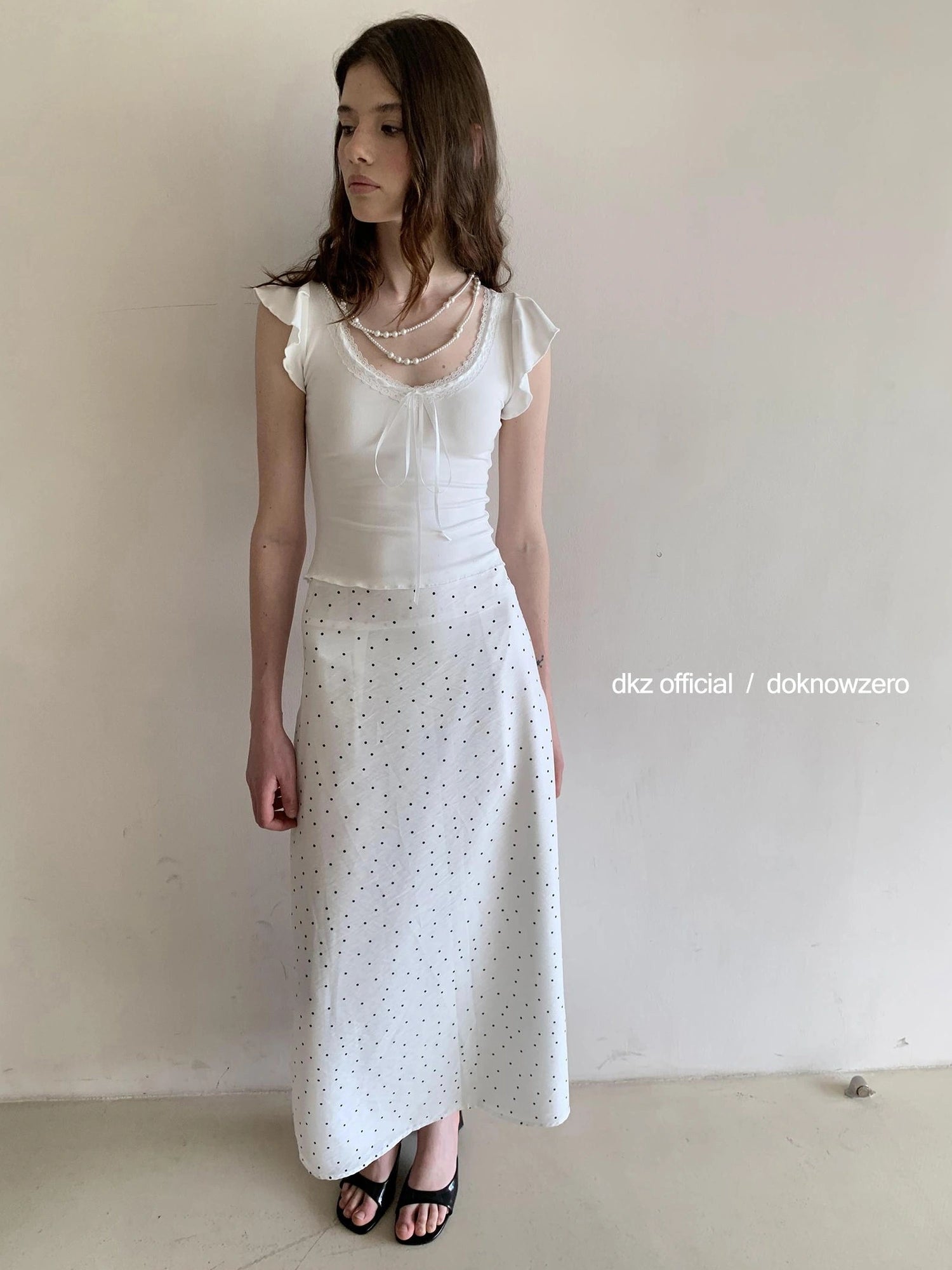 Tencel Polka Dot Midi Skirt