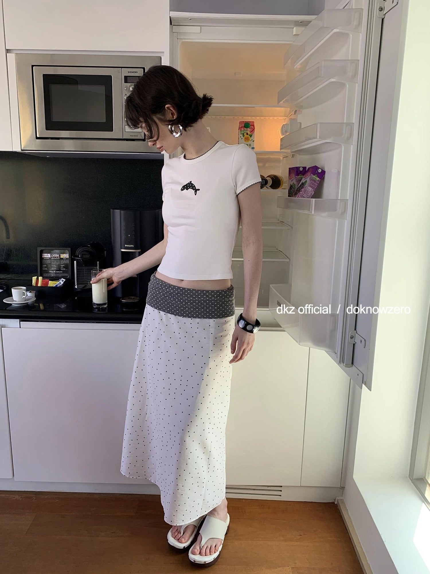 Tencel Polka Dot Midi Skirt