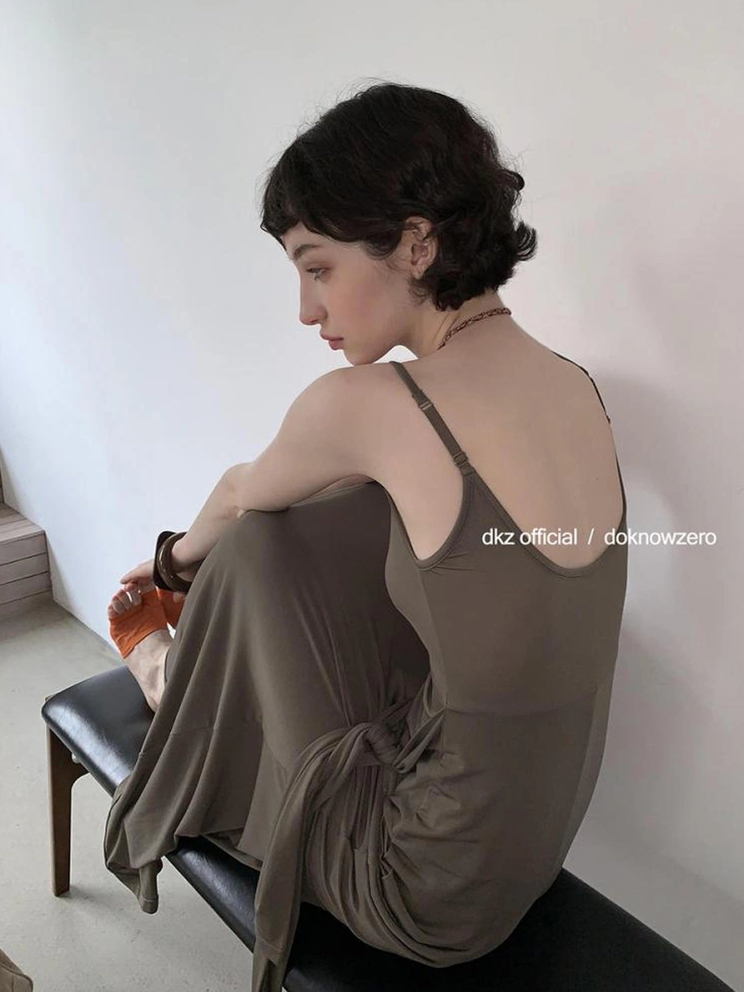 DKZ OFFICIAL Tencel Tie Strap Slip Maxi Dress