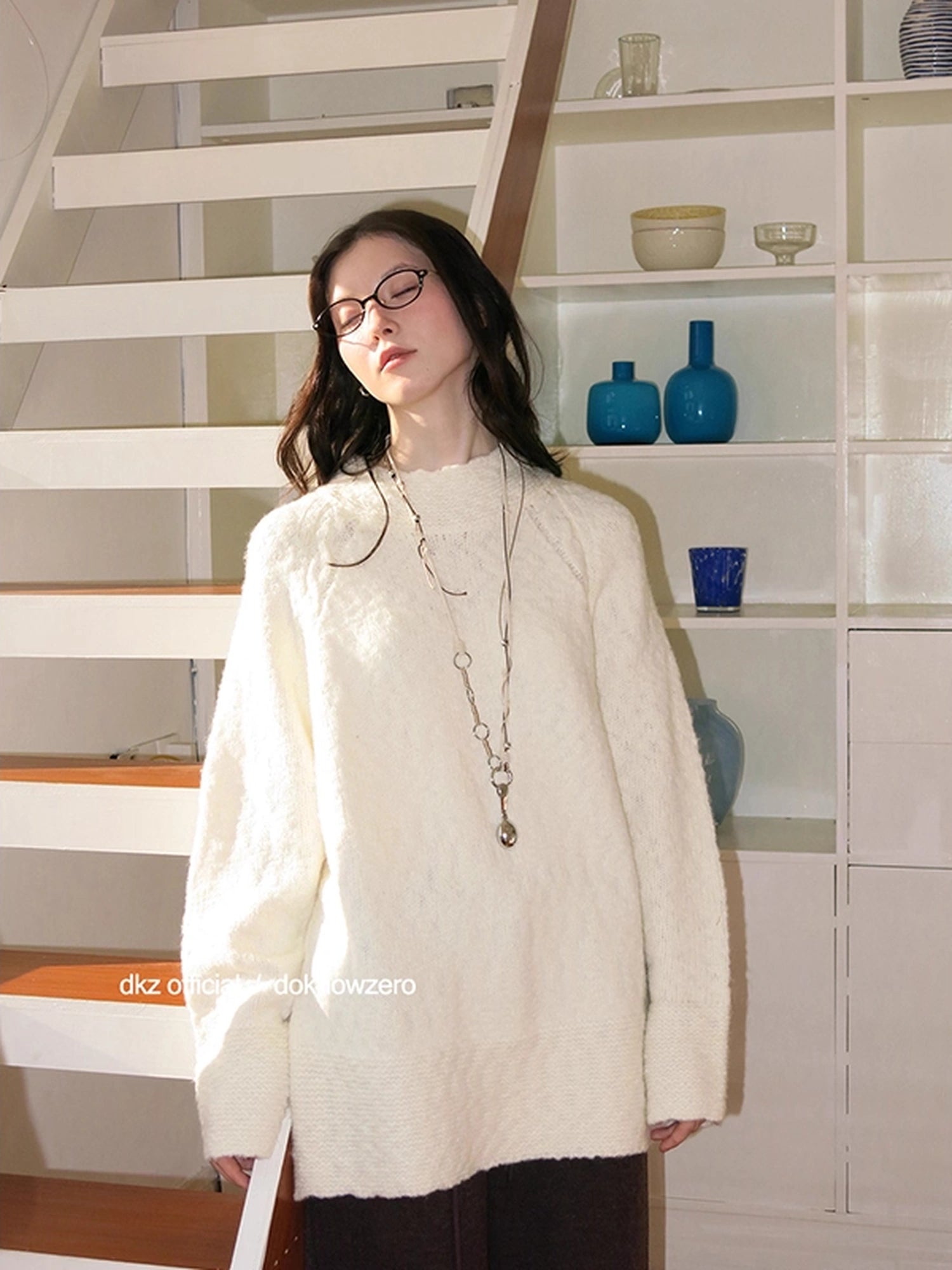 DKZ_OFFICIAL_Textured_Knit_Sweater_Women_Oversized_Loose_Fall_Winter_Top_MISSTT