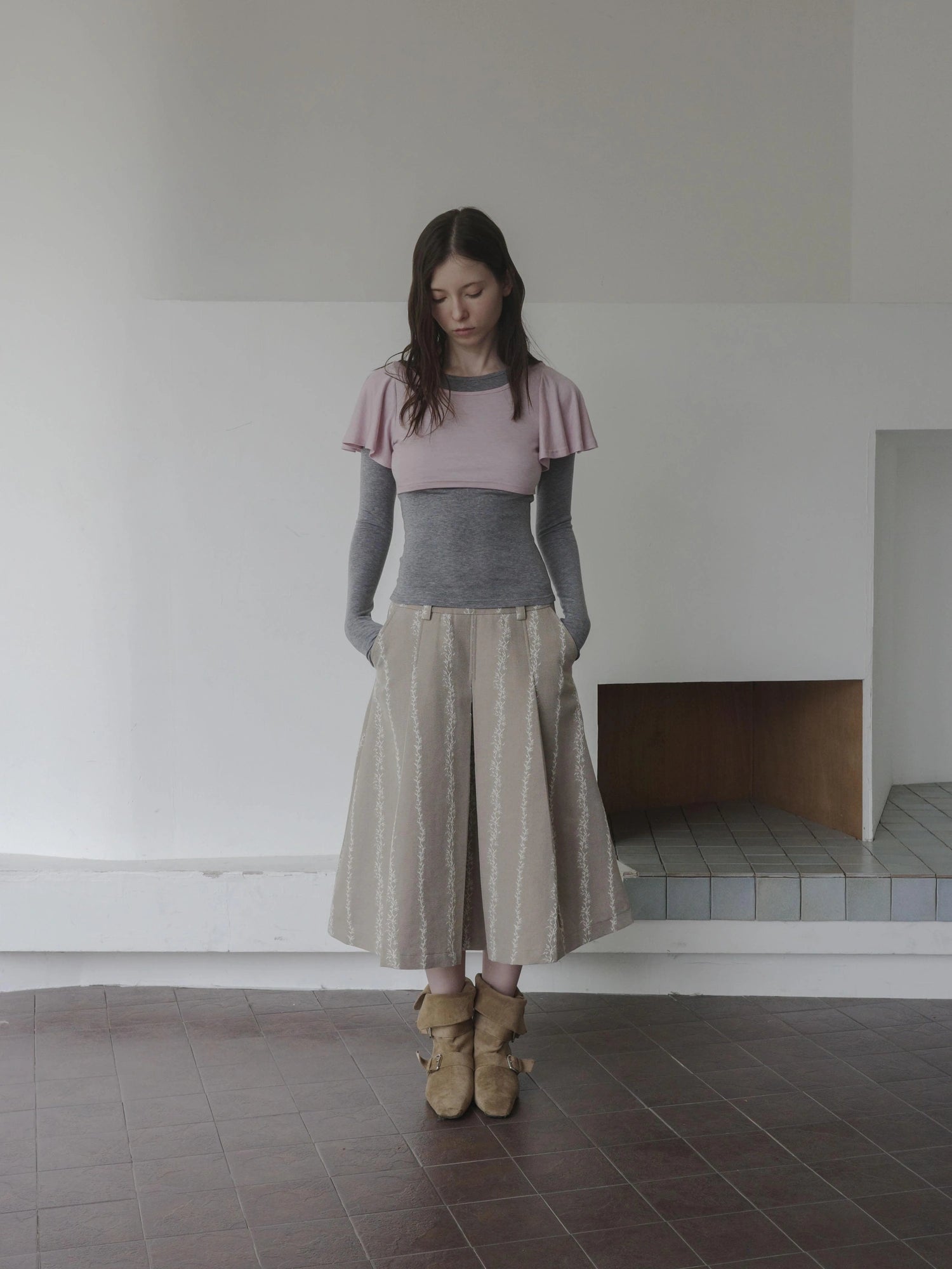 DKZ OFFICIAL Thickened Jacquard Long Pleated Skirt