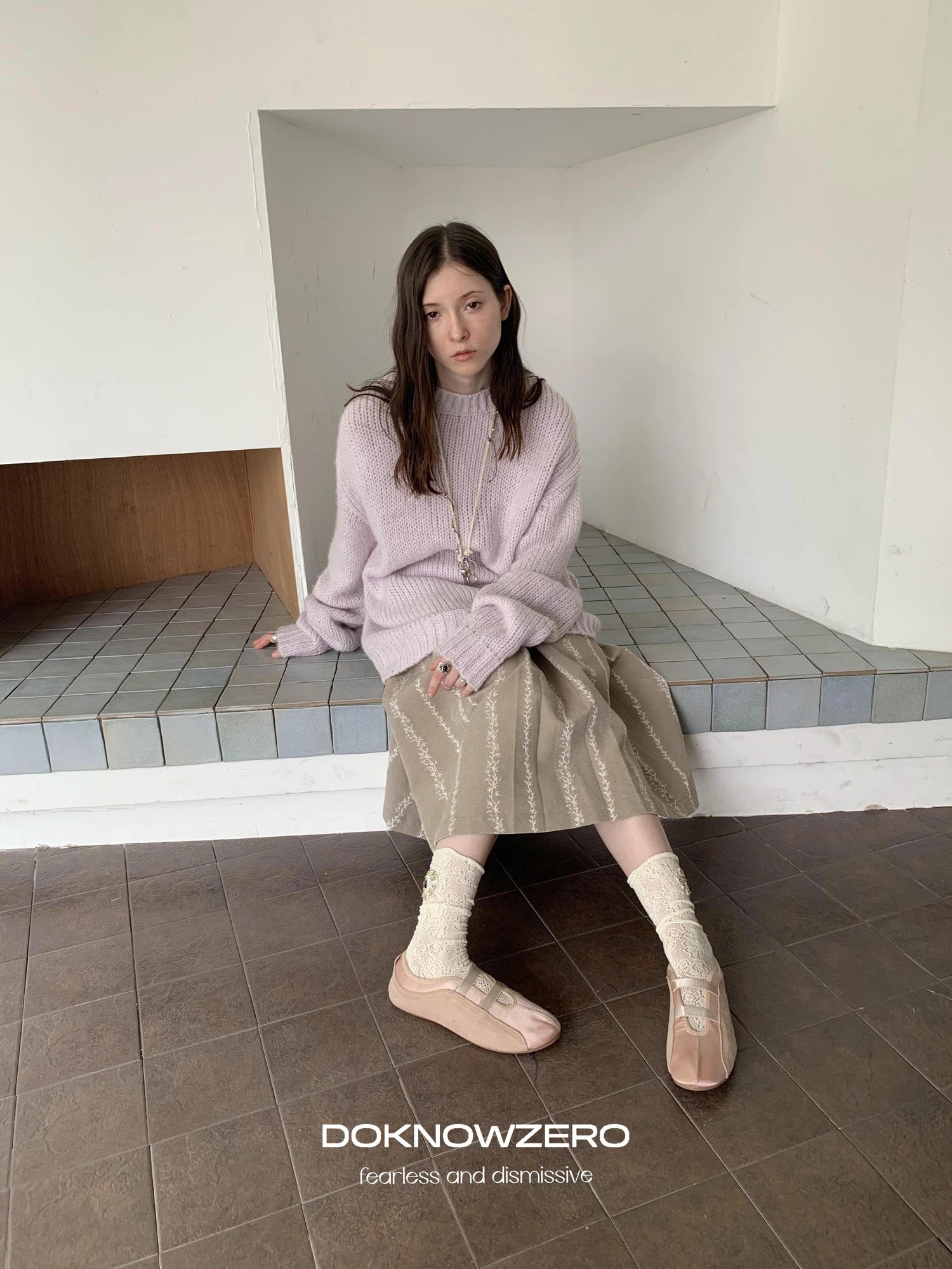 DKZ OFFICIAL Thickened Jacquard Long Pleated Skirt