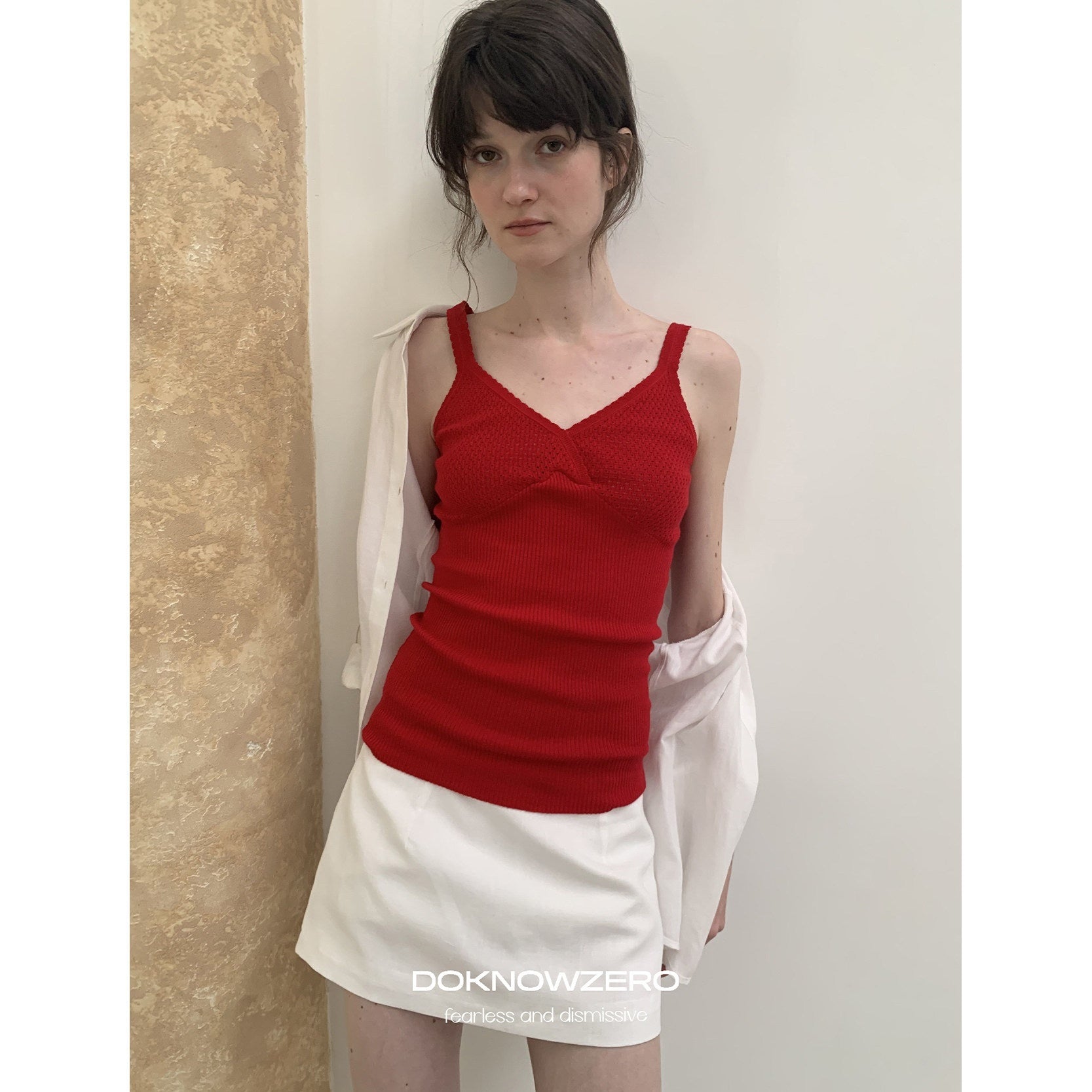 DKZ_OFFICIAL_Twist_Knot_Knit_V-neck_Layered_Slim_Women&