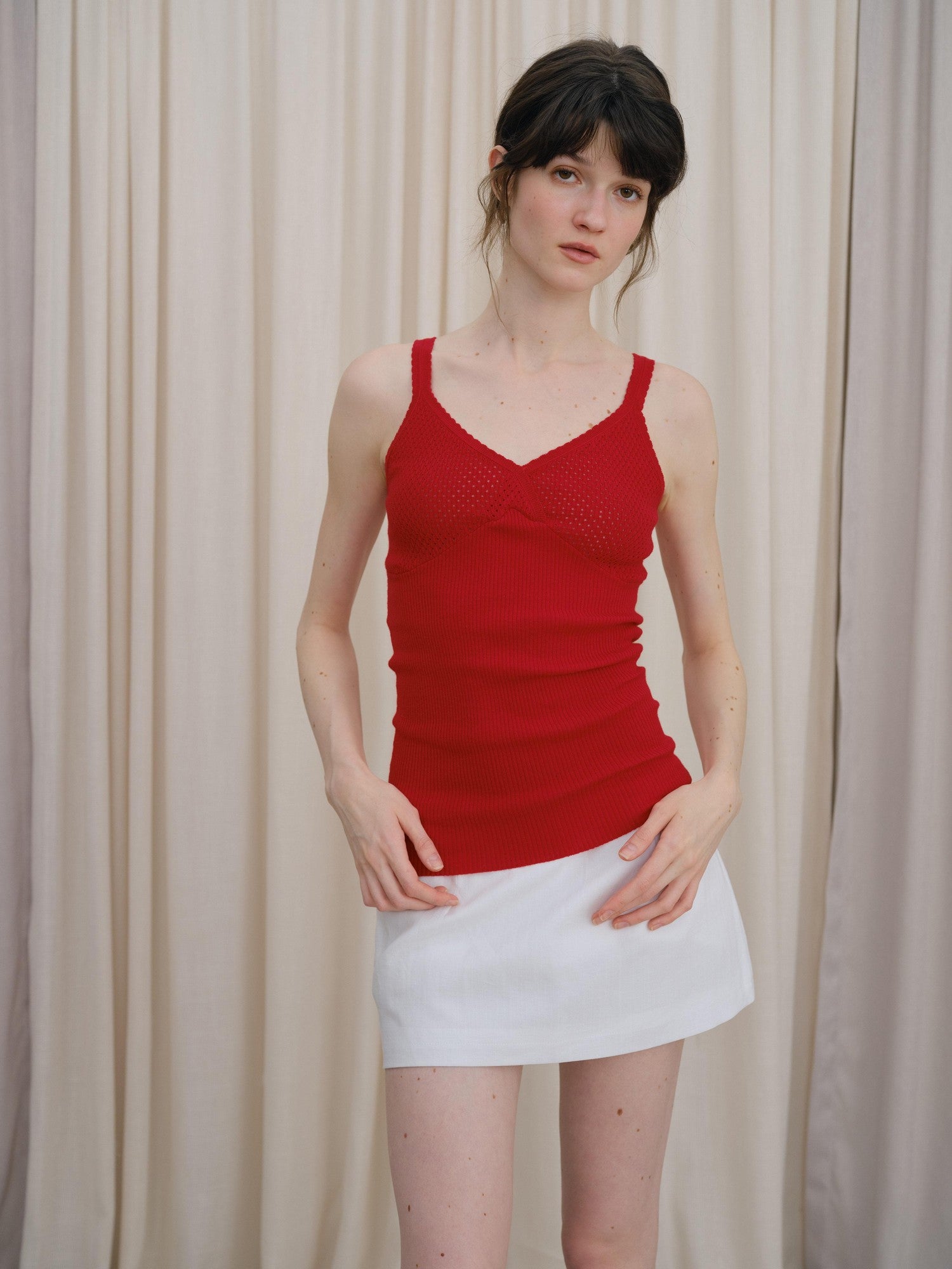 DKZ OFFICIAL Twist Knot Knit V-neck Layered Slim Women&
