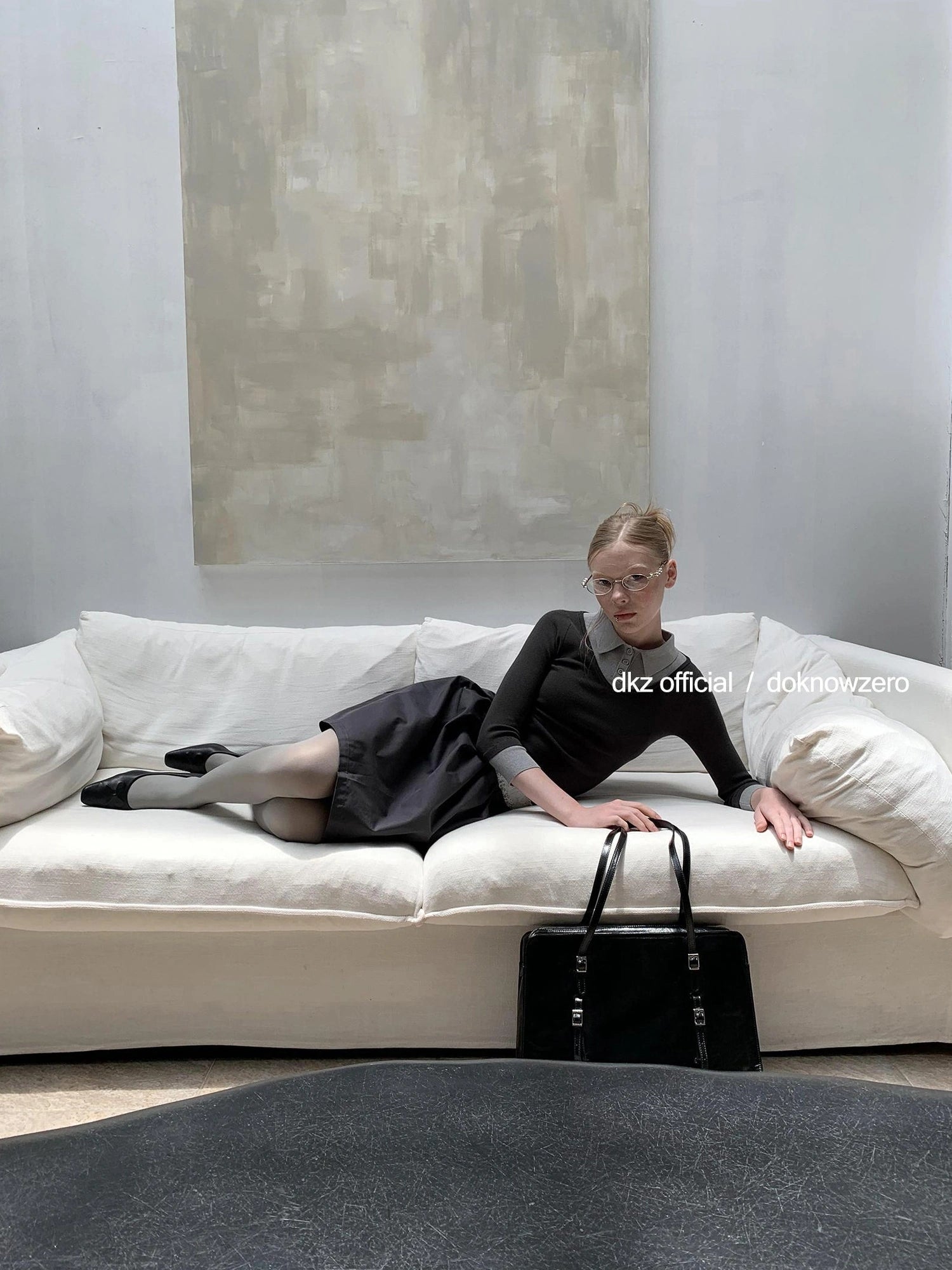 Two Tone Polo Collar Knit Tee