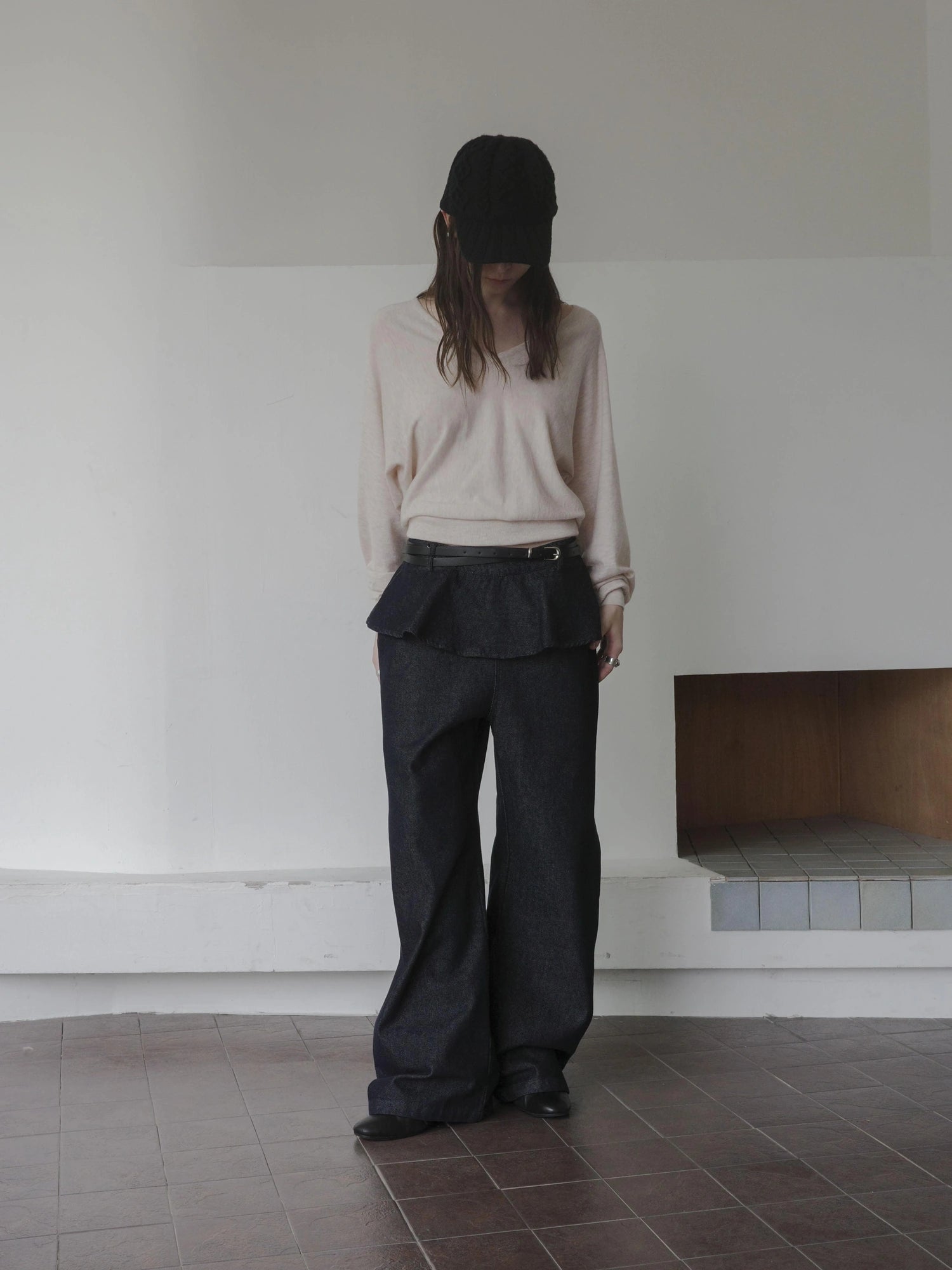 DKZ OFFICIAL V-Neck Batwing Sleeve Knitted Long Sleeve Top