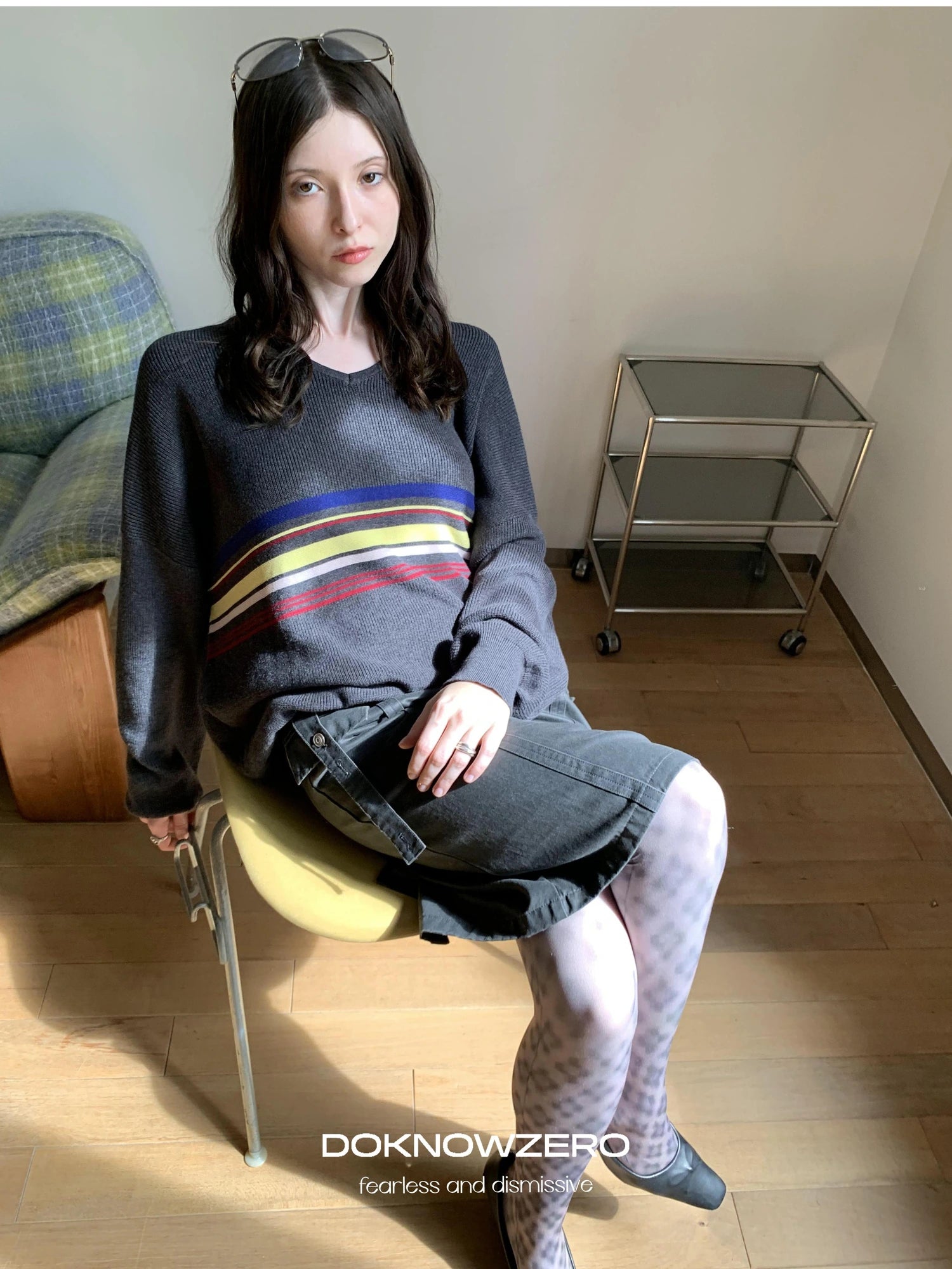 DKZ OFFICIAL V-Neck Sweater With Color Block Stripes