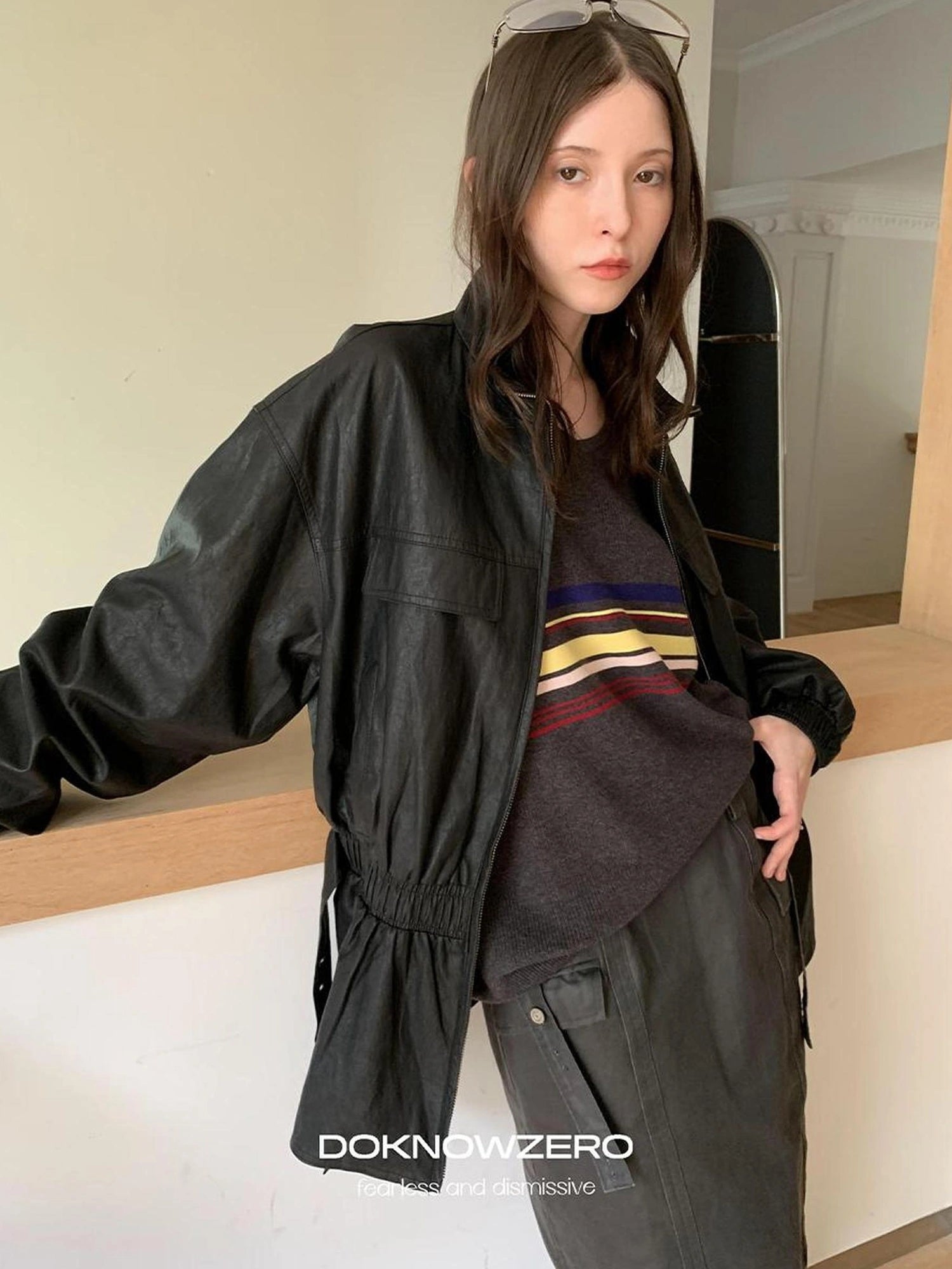 DKZ OFFICIAL V-Neck Sweater With Color Block Stripes