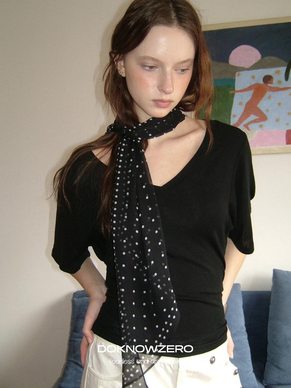 DKZ OFFICIAL V-neck Batwing Sleeve Cinched Waist Women&