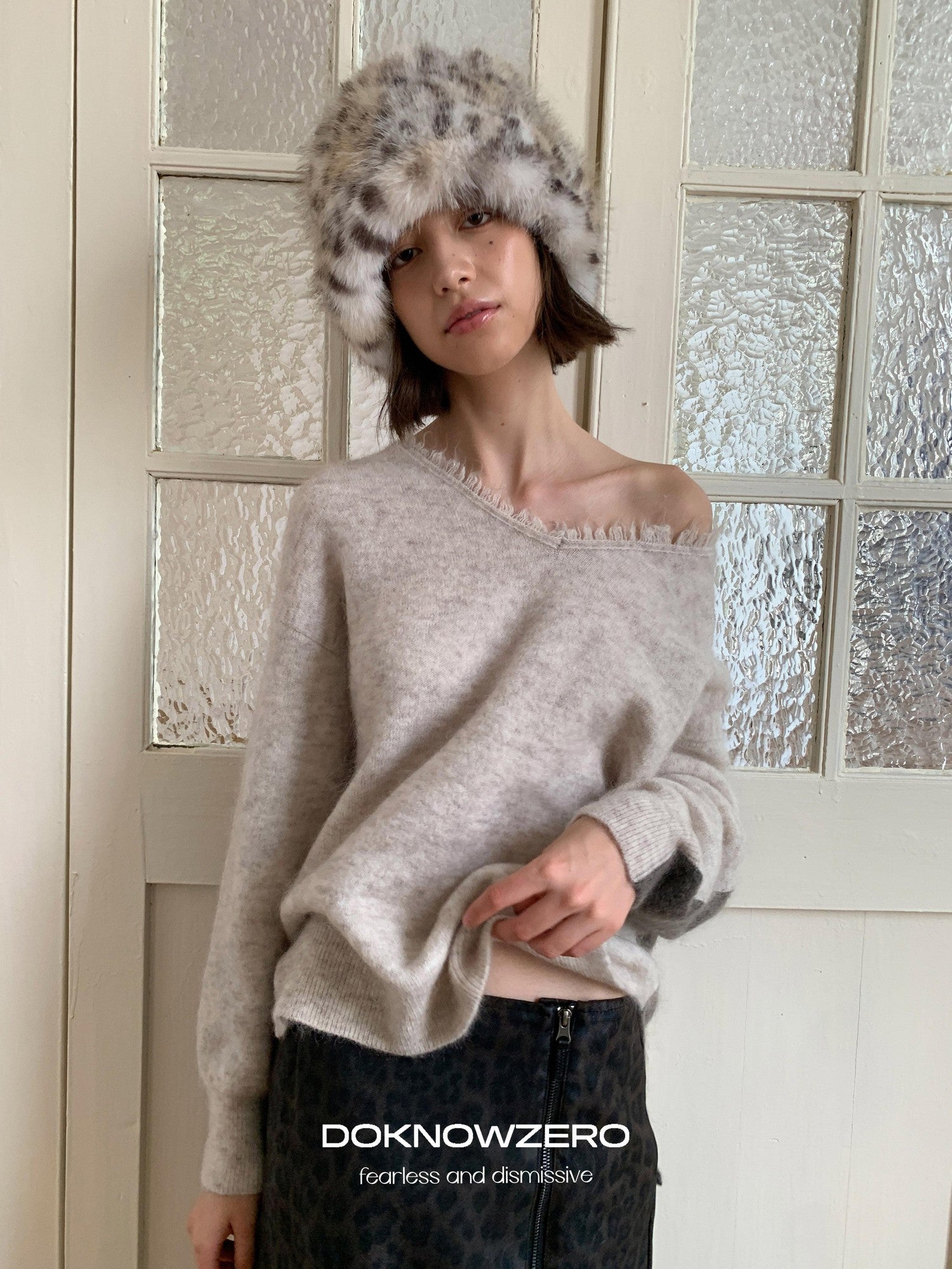 DKZ OFFICIAL V-neck Colorblock Relaxed Fit Women&