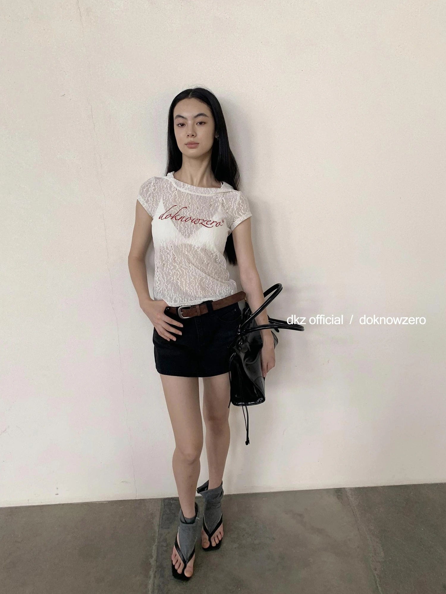 DKZ OFFICIAL Vintage Black Denim Skort Summer A Line Anti Peek Short Skirt