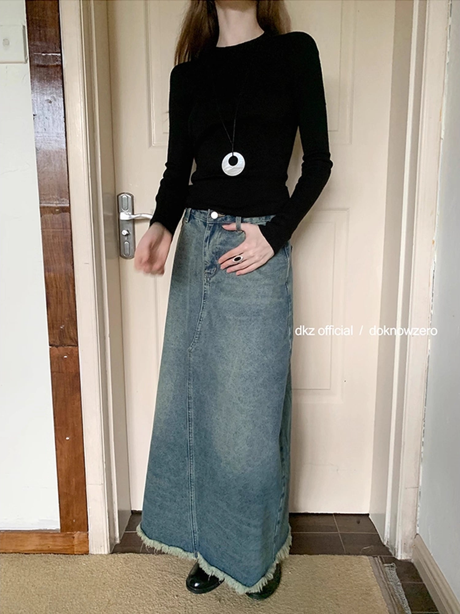 DKZ_OFFICIAL_Vintage_Blue_Denim_A_Line_Midi_Skirt_MISSTT