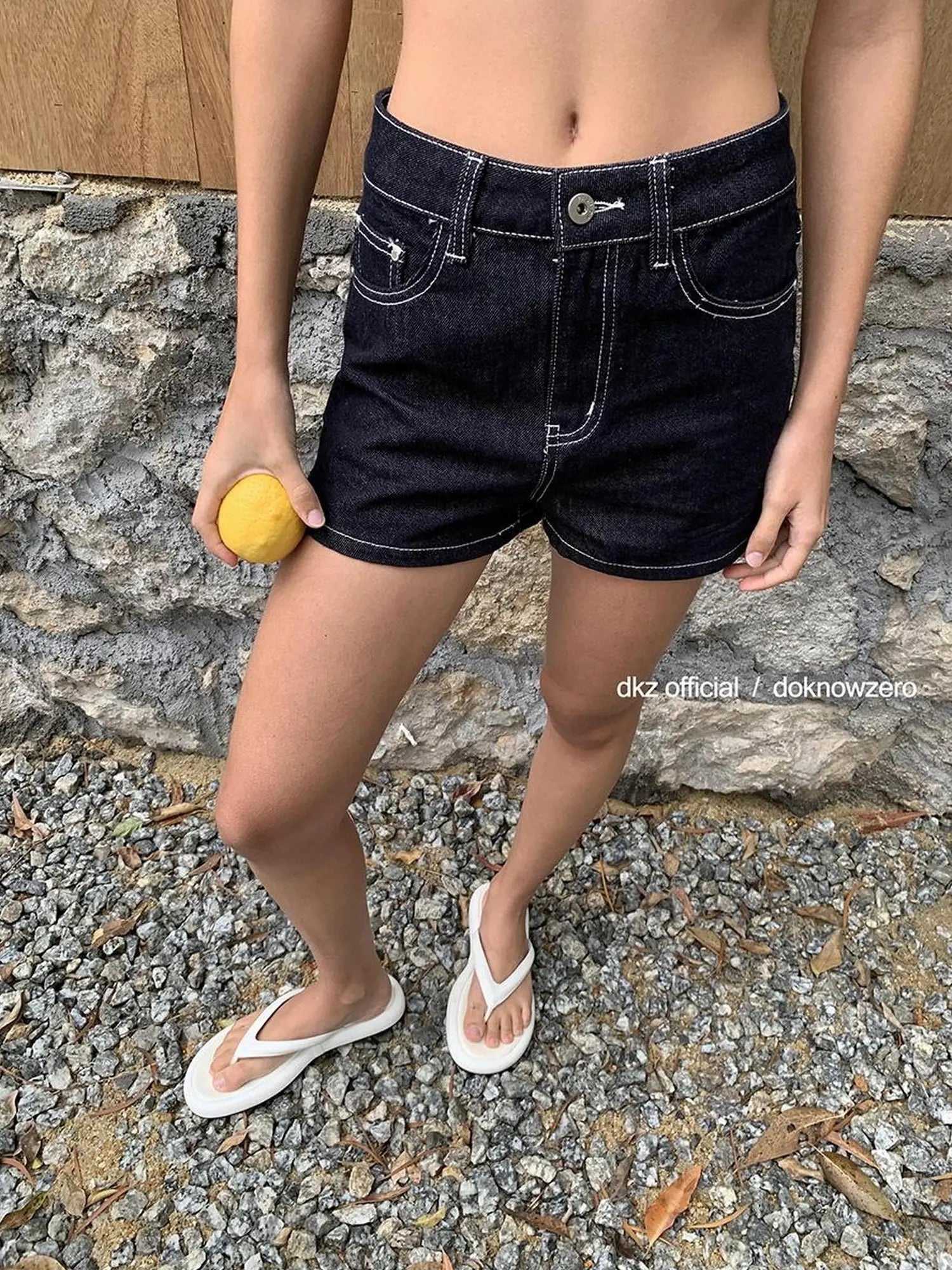 DKZ OFFICIAL Vintage Blue Denim Shorts For Women