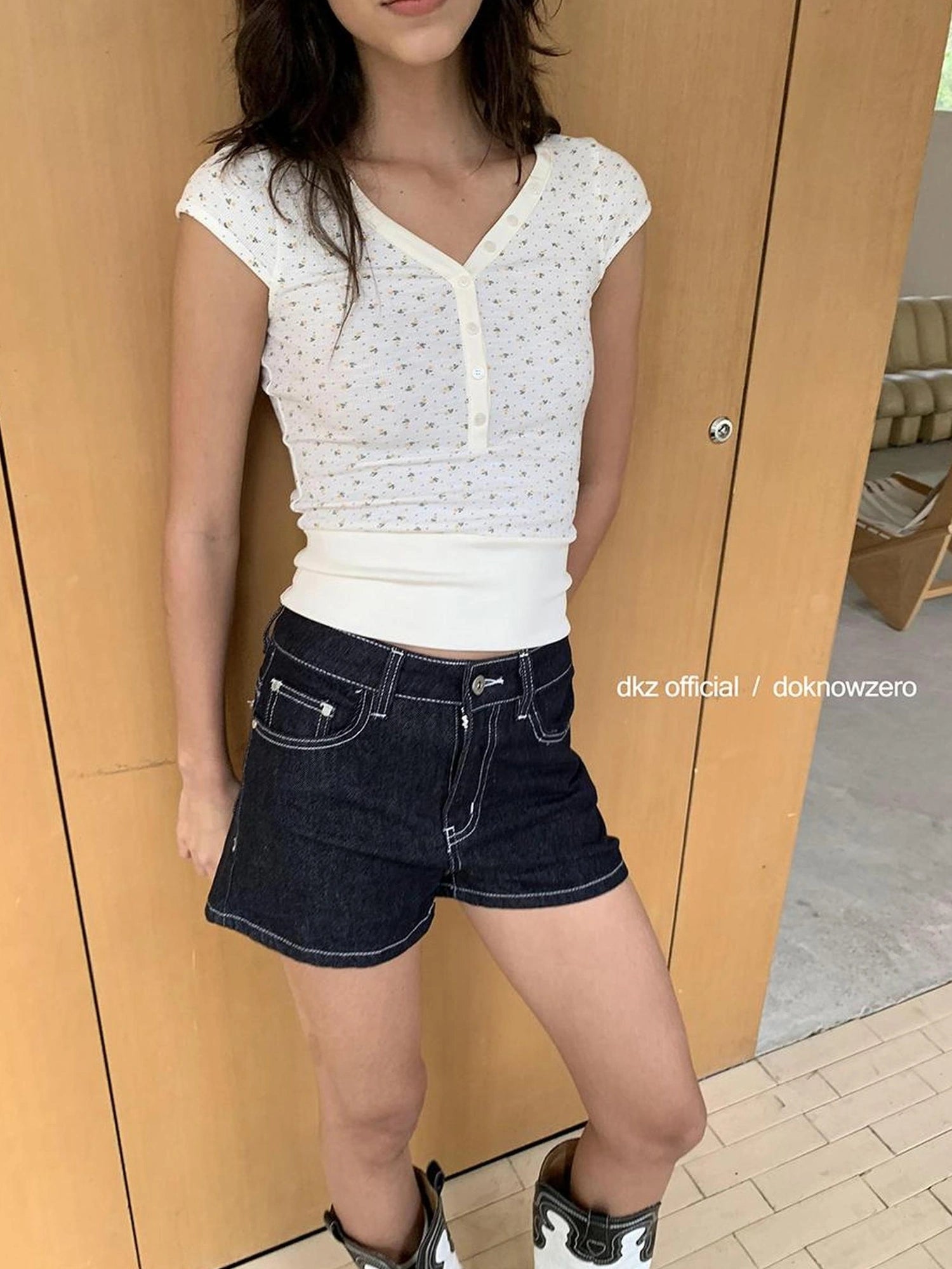 DKZ OFFICIAL Vintage Blue Denim Shorts For Women