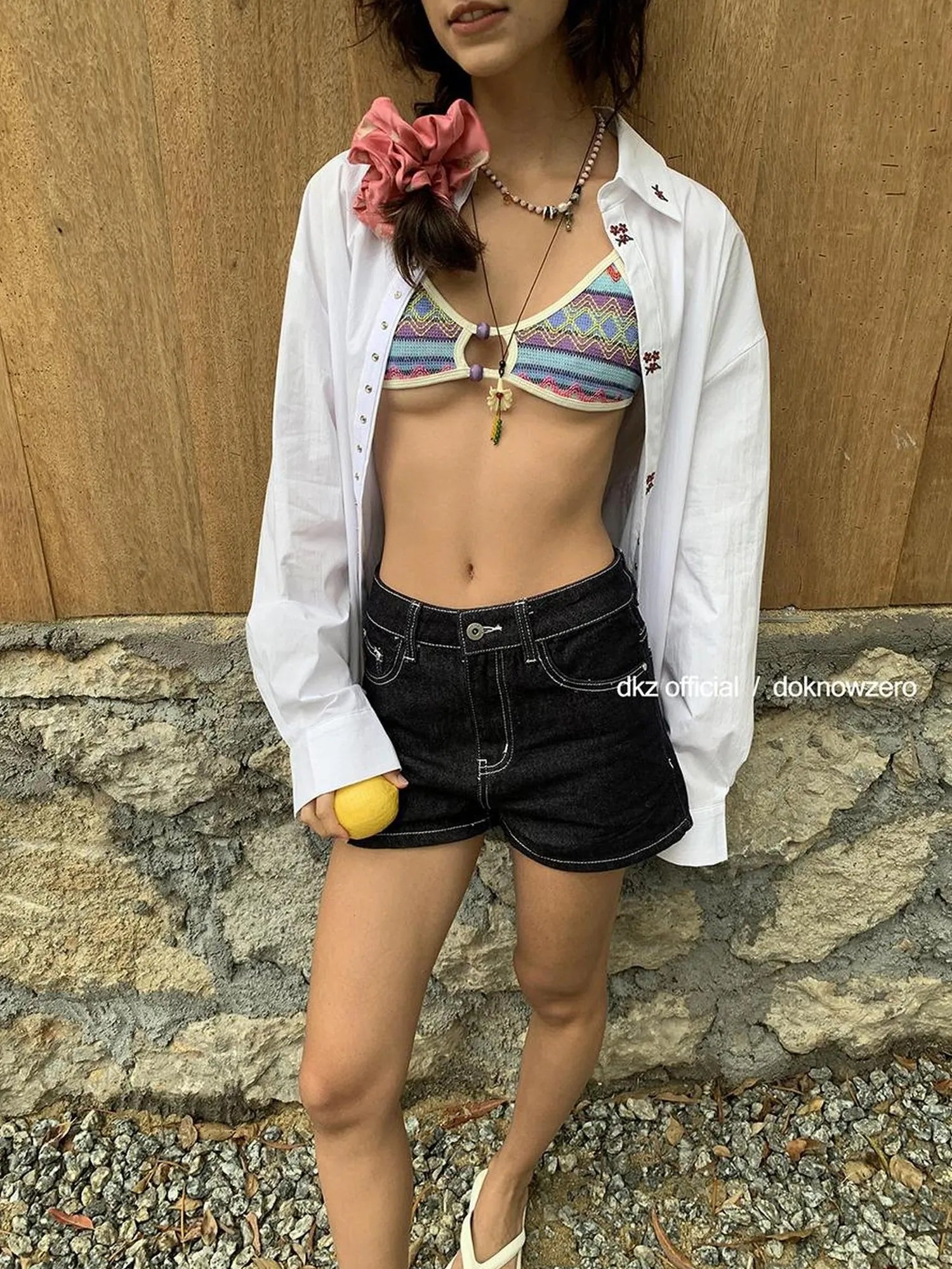 DKZ OFFICIAL Vintage Blue Denim Shorts For Women