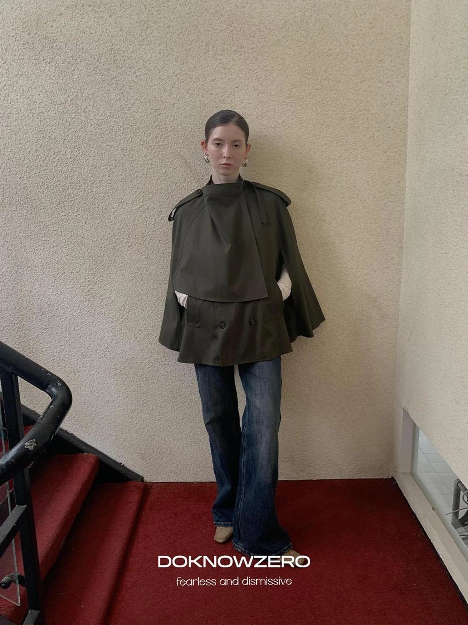 DKZ OFFICIAL Vintage British Style Cape Coat