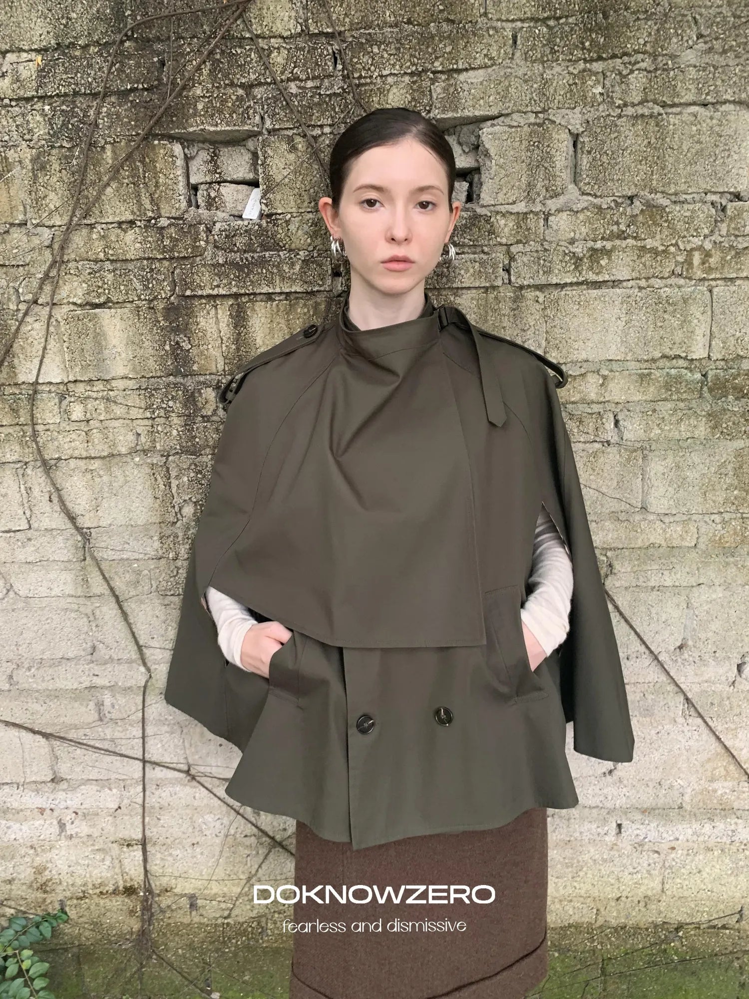 DKZ OFFICIAL Vintage British Style Cape Coat