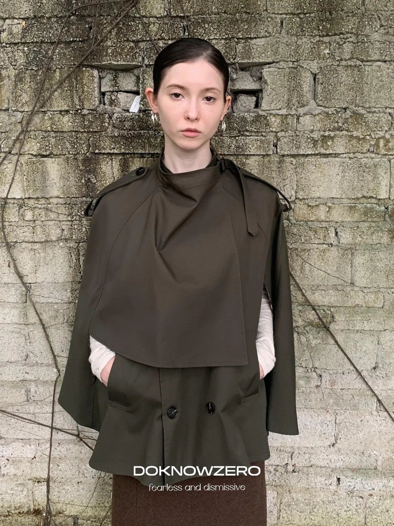 DKZ OFFICIAL Vintage British Style Cape Coat