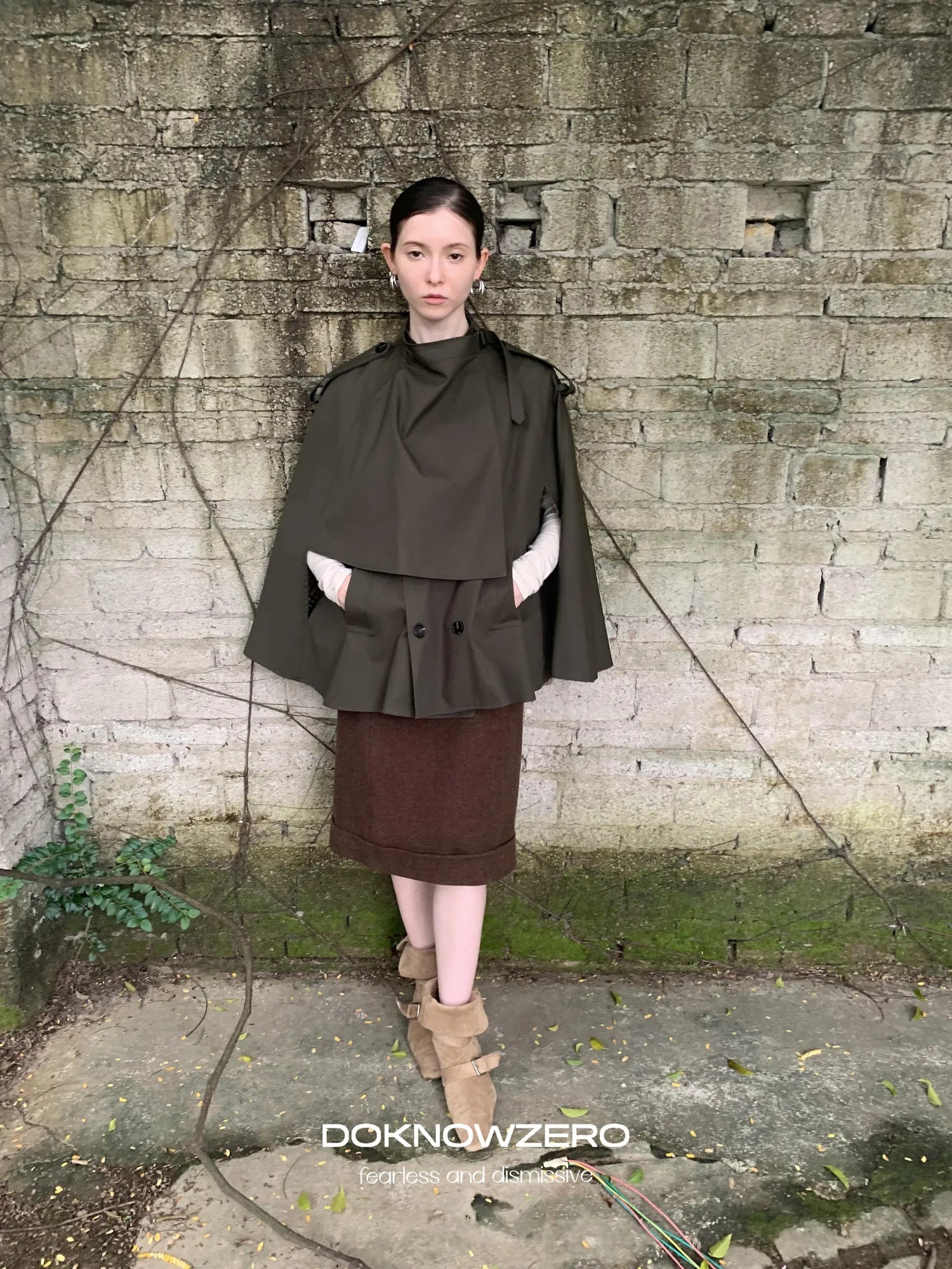 DKZ OFFICIAL Vintage British Style Cape Coat