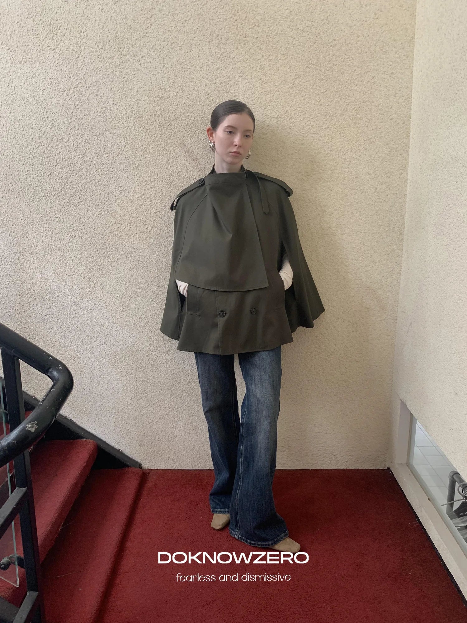 DKZ OFFICIAL Vintage British Style Cape Coat