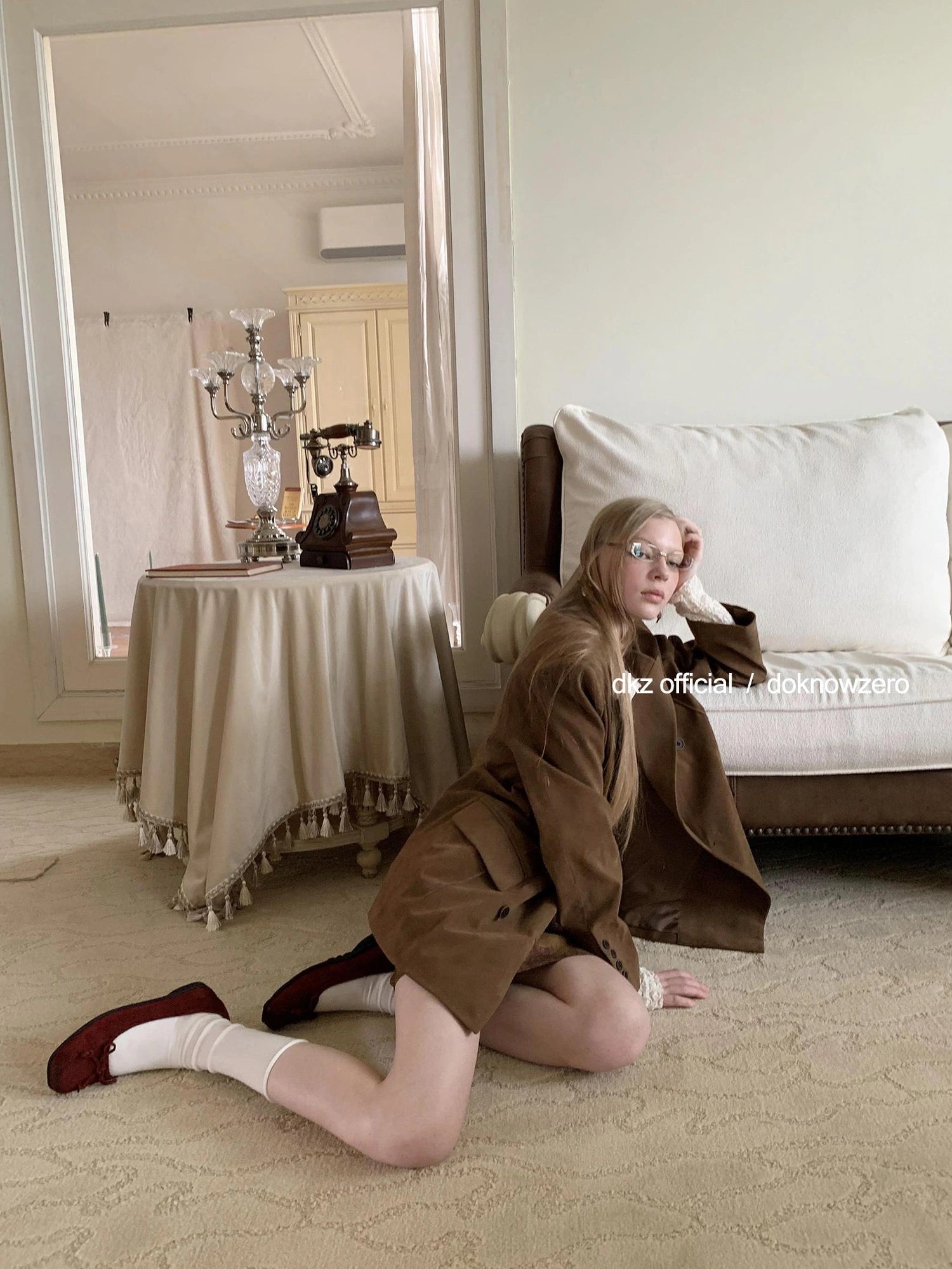 DKZ OFFICIAL Vintage Brown Suede Blazer For Women