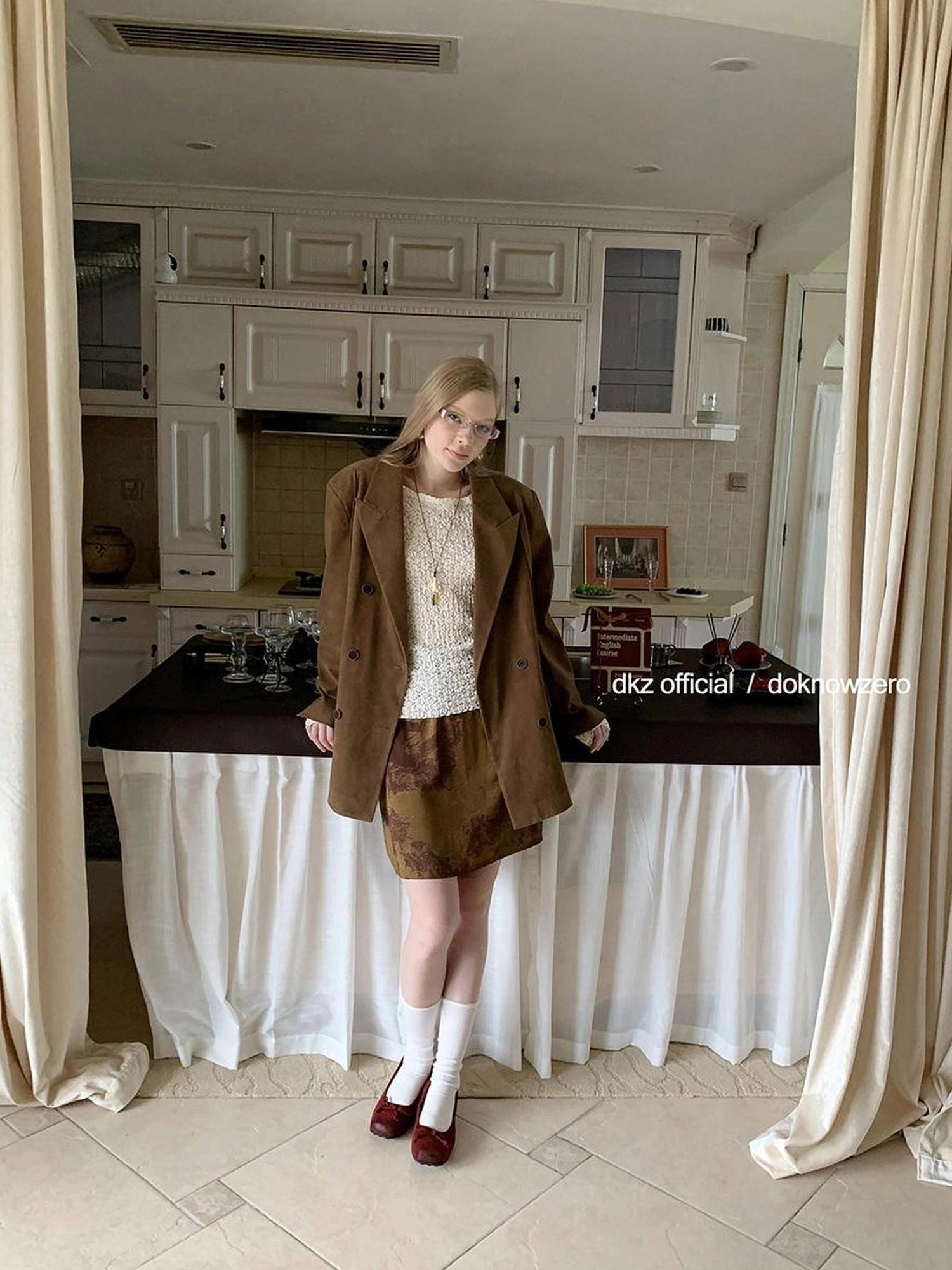 DKZ OFFICIAL Vintage Brown Suede Blazer For Women