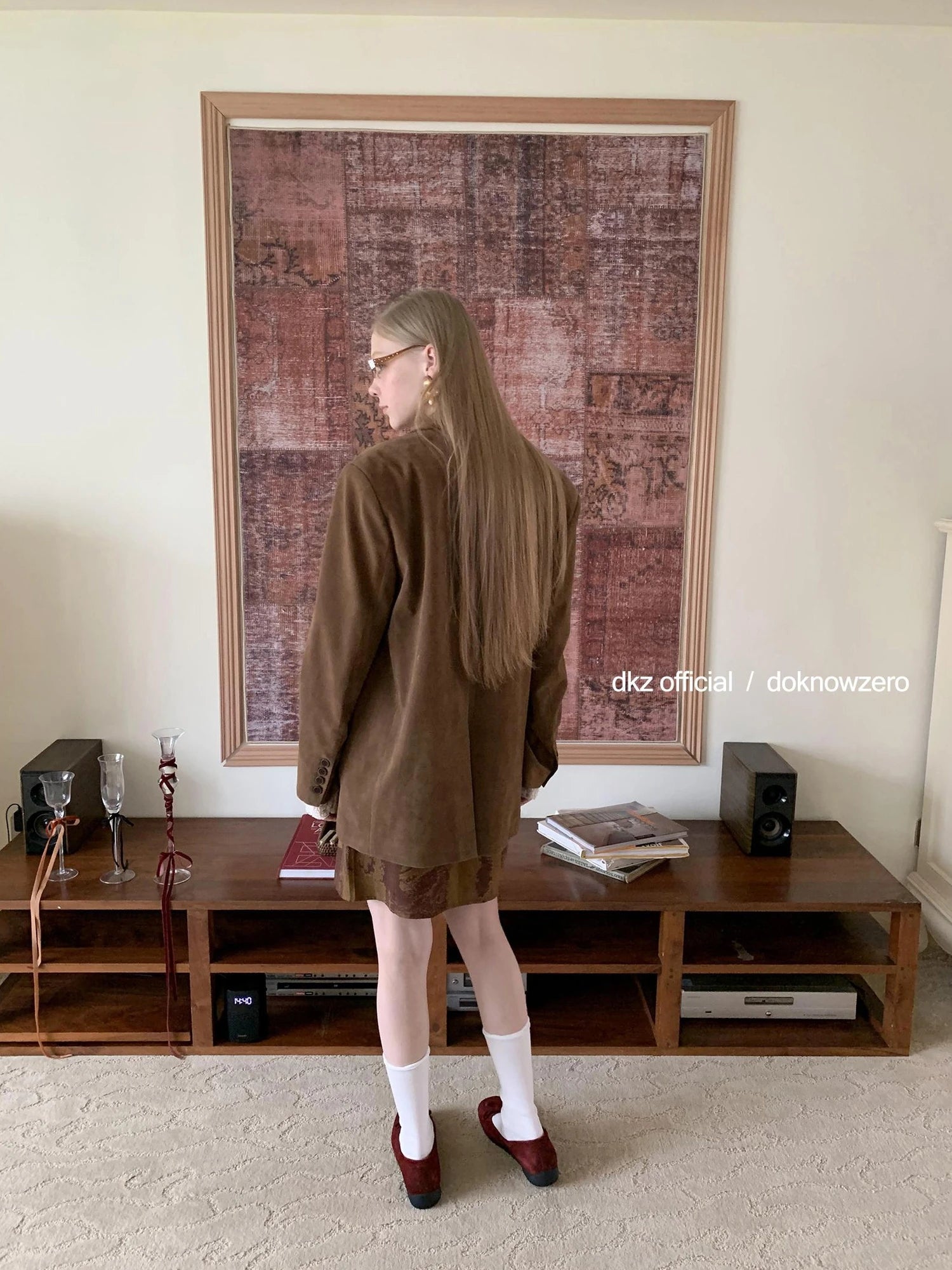 DKZ OFFICIAL Vintage Brown Suede Blazer For Women