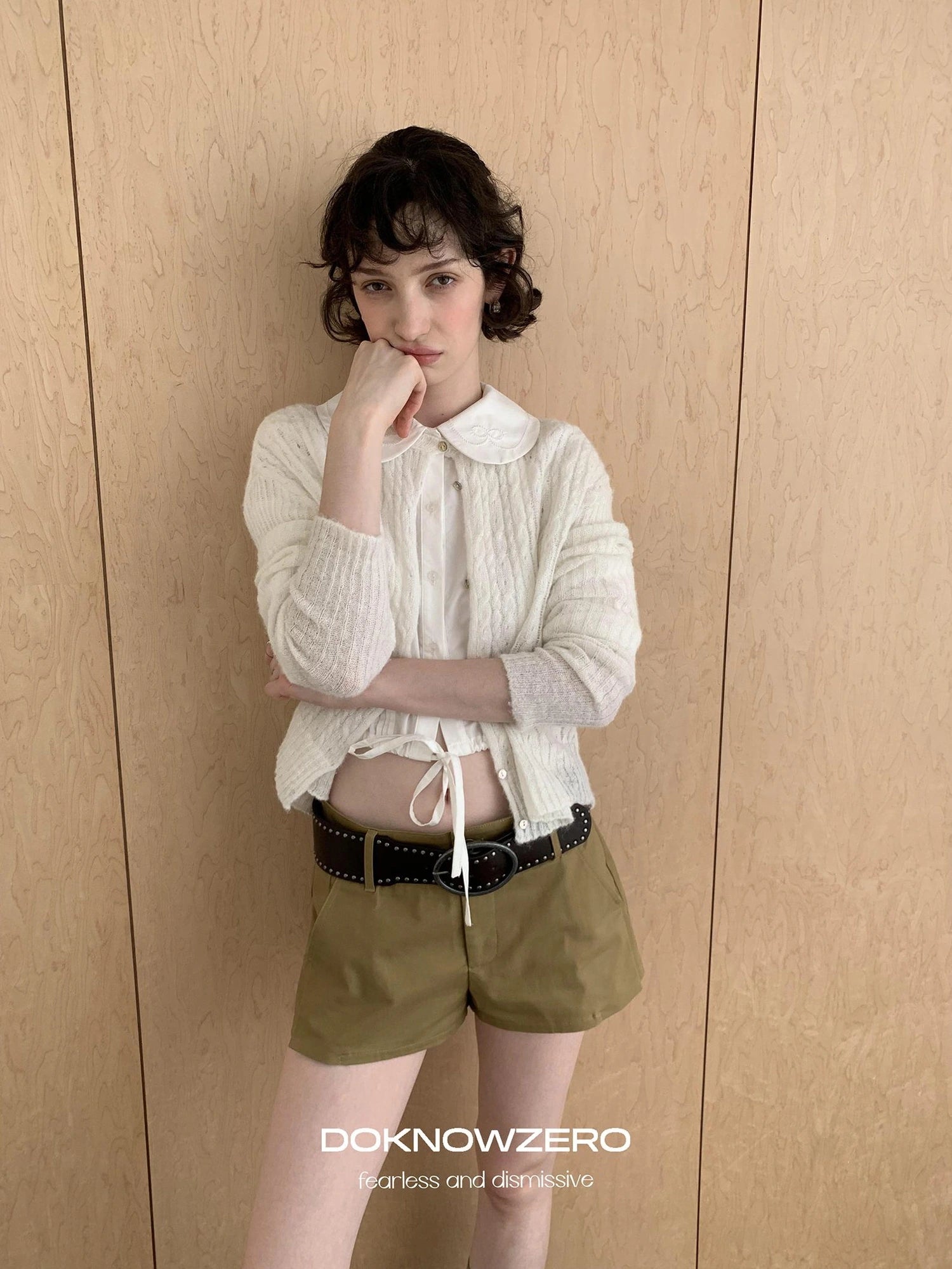 DKZ OFFICIAL Vintage Cable Knit Open Front Cardigan