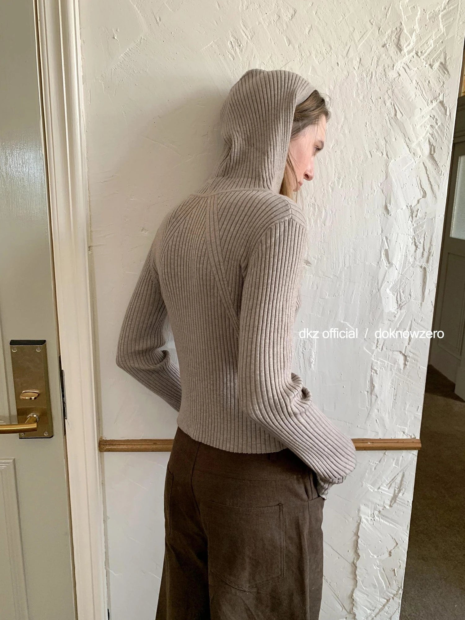 DKZ OFFICIAL Vintage Coffee Wide Leg Trousers For Women