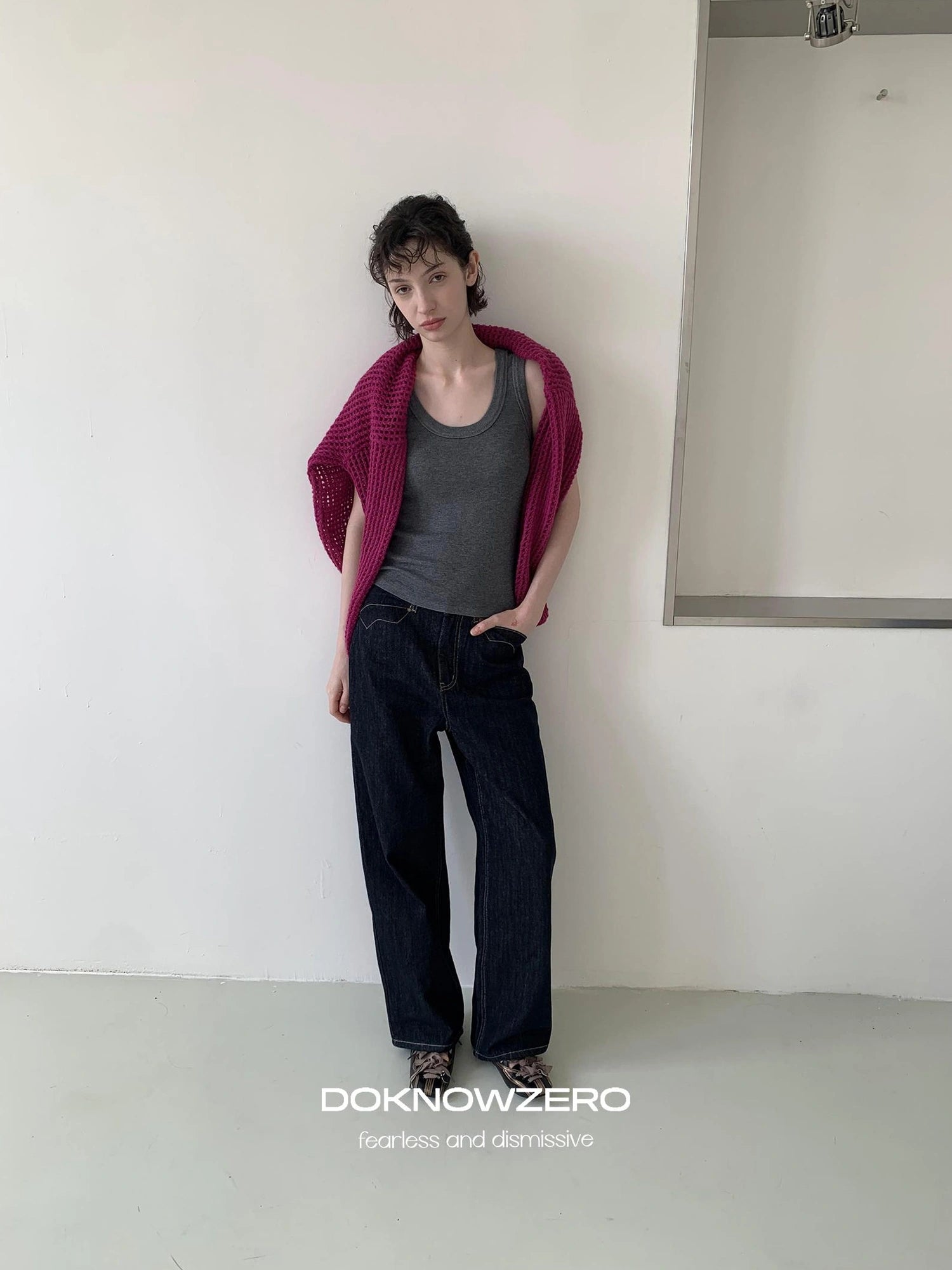 DKZ OFFICIAL Vintage Deep Blue Straight Leg Jeans For Women