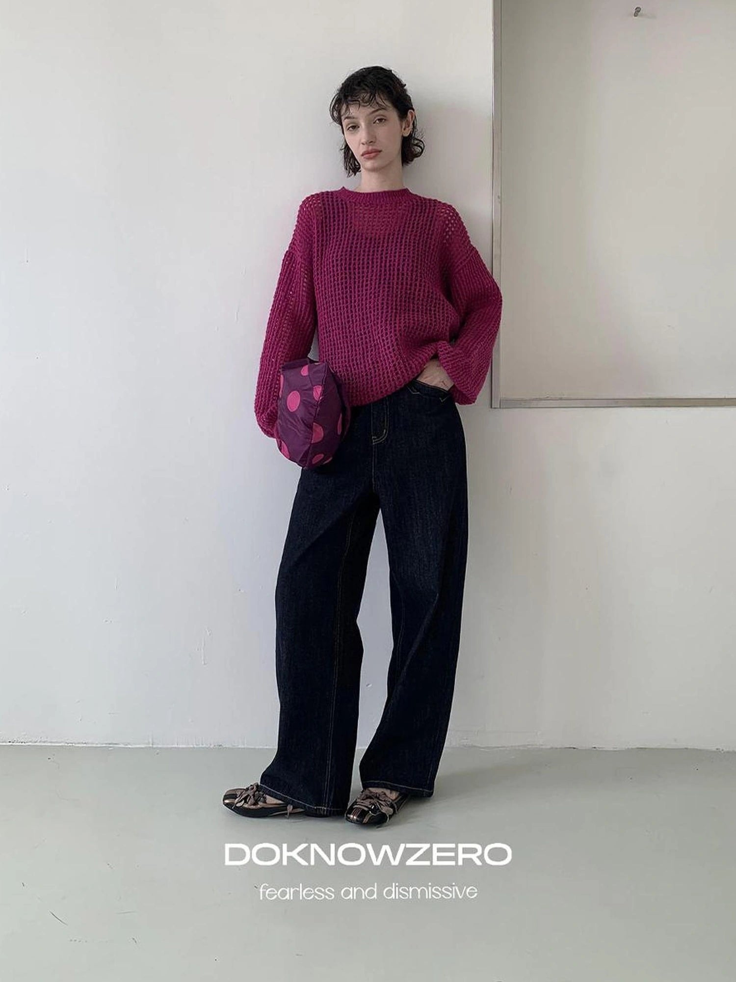 DKZ OFFICIAL Vintage Deep Blue Straight Leg Jeans For Women