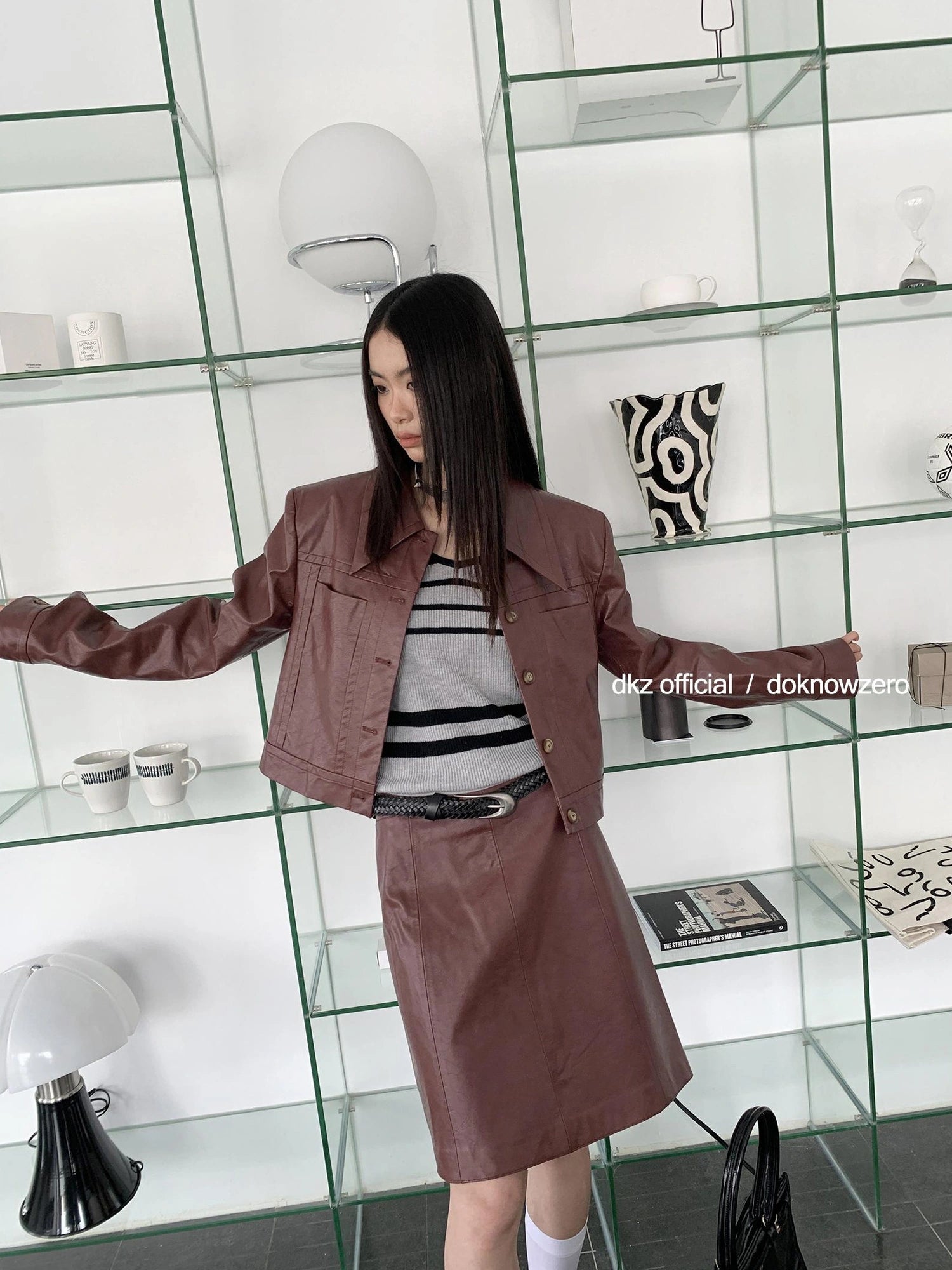DKZ OFFICIAL Vintage Fitted Pu Leather Jacket