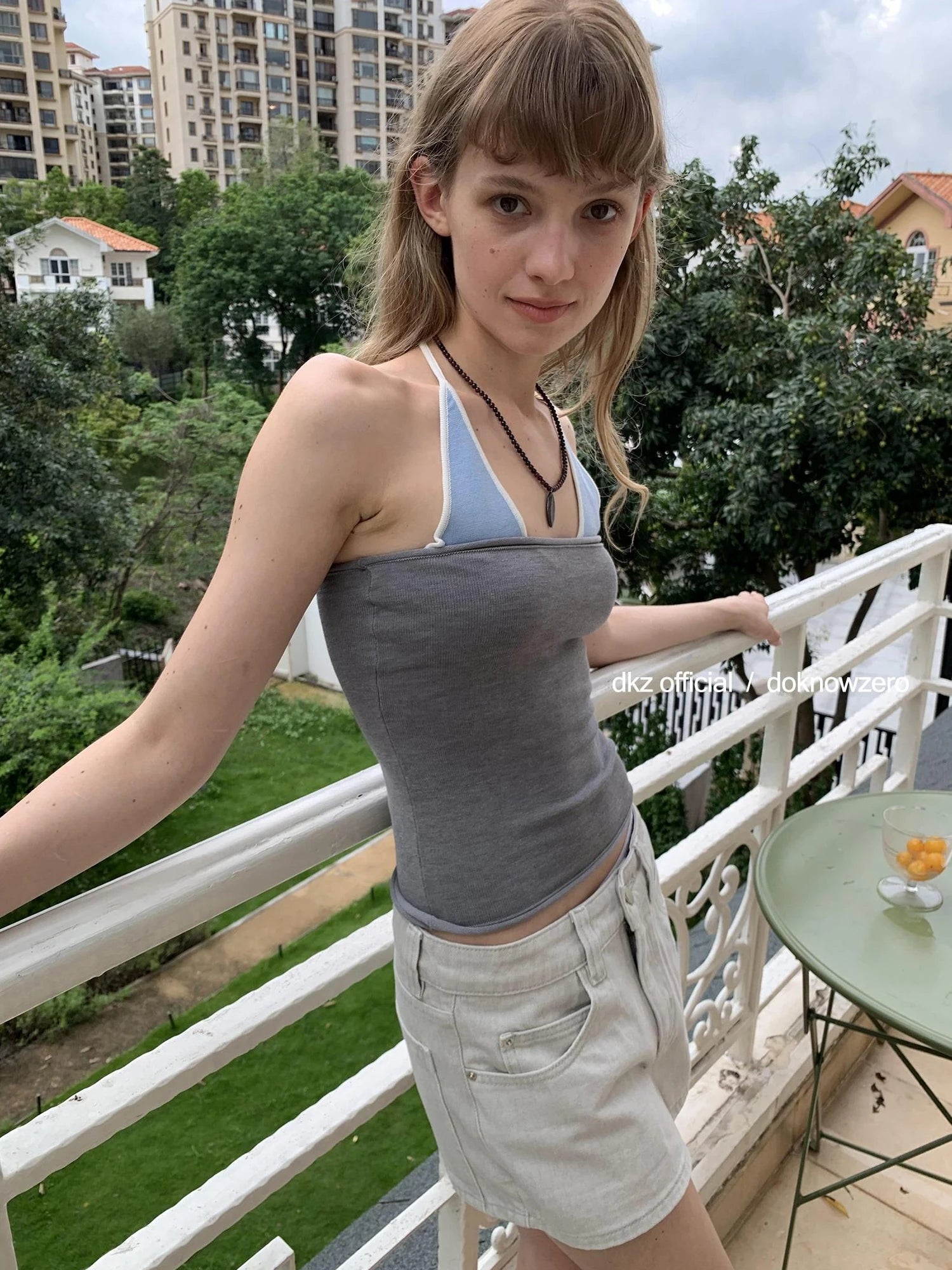 DKZ OFFICIAL Vintage Gray Denim Skirt Shorts For Women