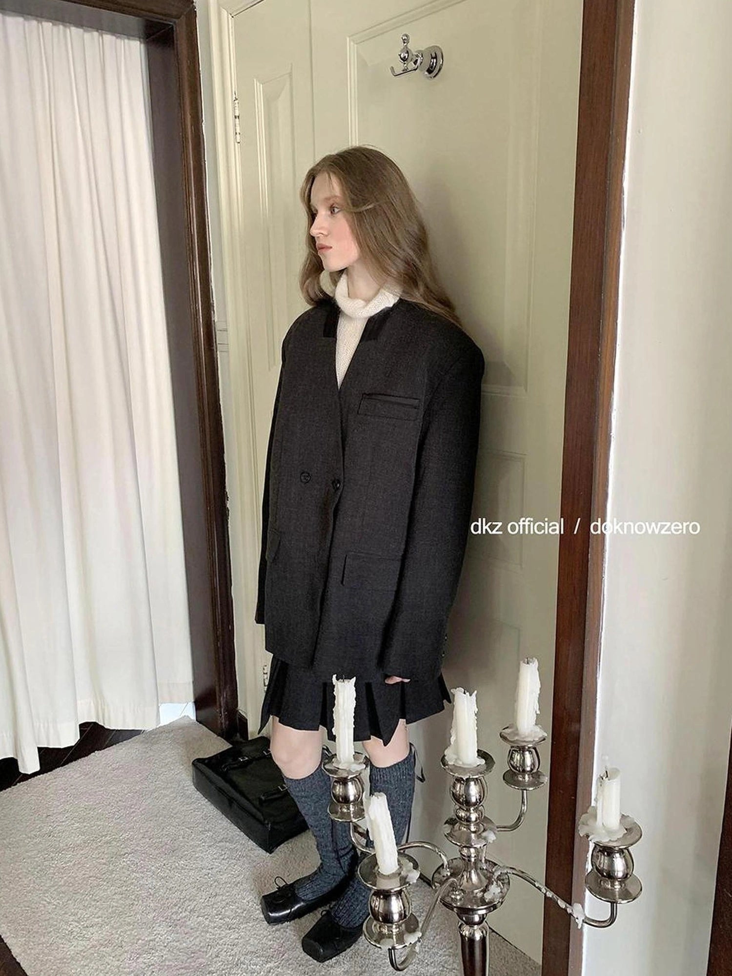 DKZ OFFICIAL Vintage Patchwork Quilted Gray Blazer