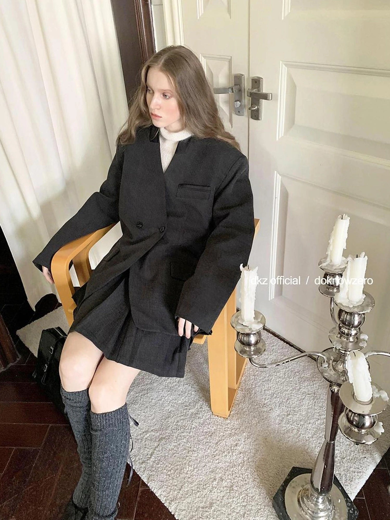 DKZ OFFICIAL Vintage Patchwork Quilted Gray Blazer