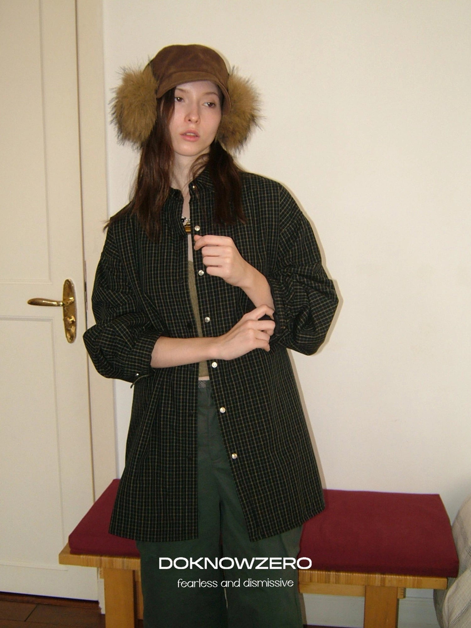 DKZ OFFICIAL Vintage Plaid Cotton Padded Long Sleeve Shirt