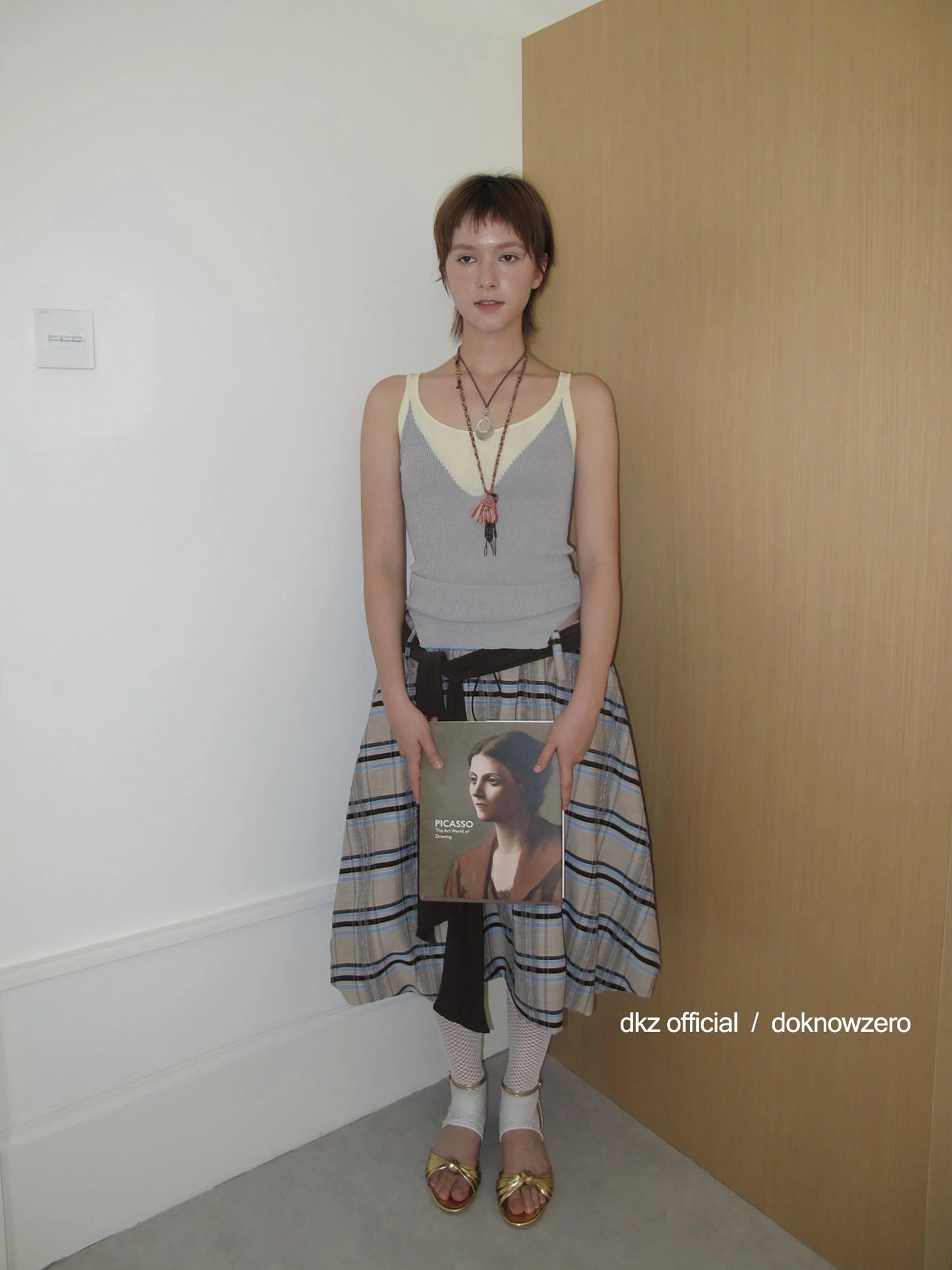 DKZ OFFICIAL Vintage Plaid Tie Waist A Line Skirt