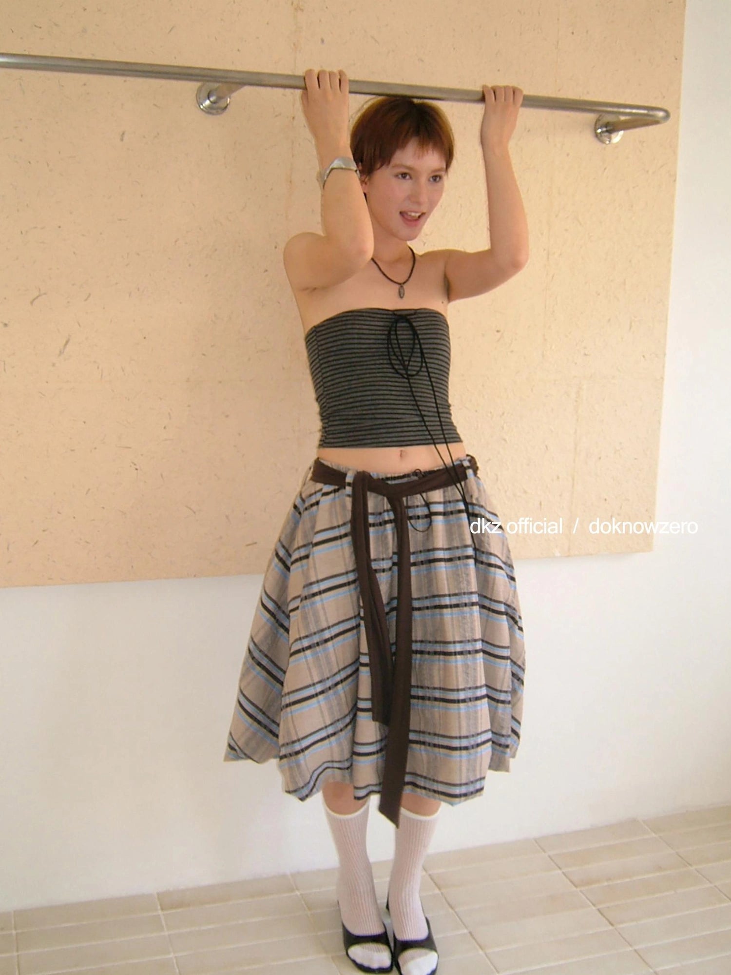 DKZ OFFICIAL Vintage Plaid Tie Waist A Line Skirt