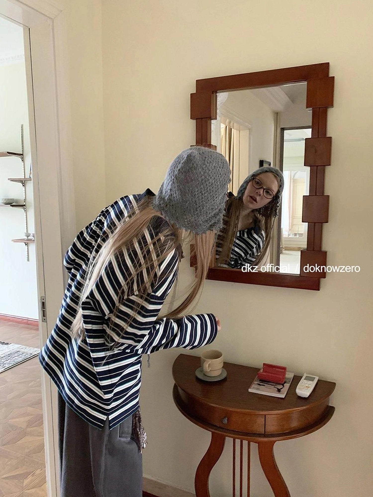 DKZ OFFICIAL Vintage Polo Collar Long Sleeve T-shirt For Women Relaxed Fit