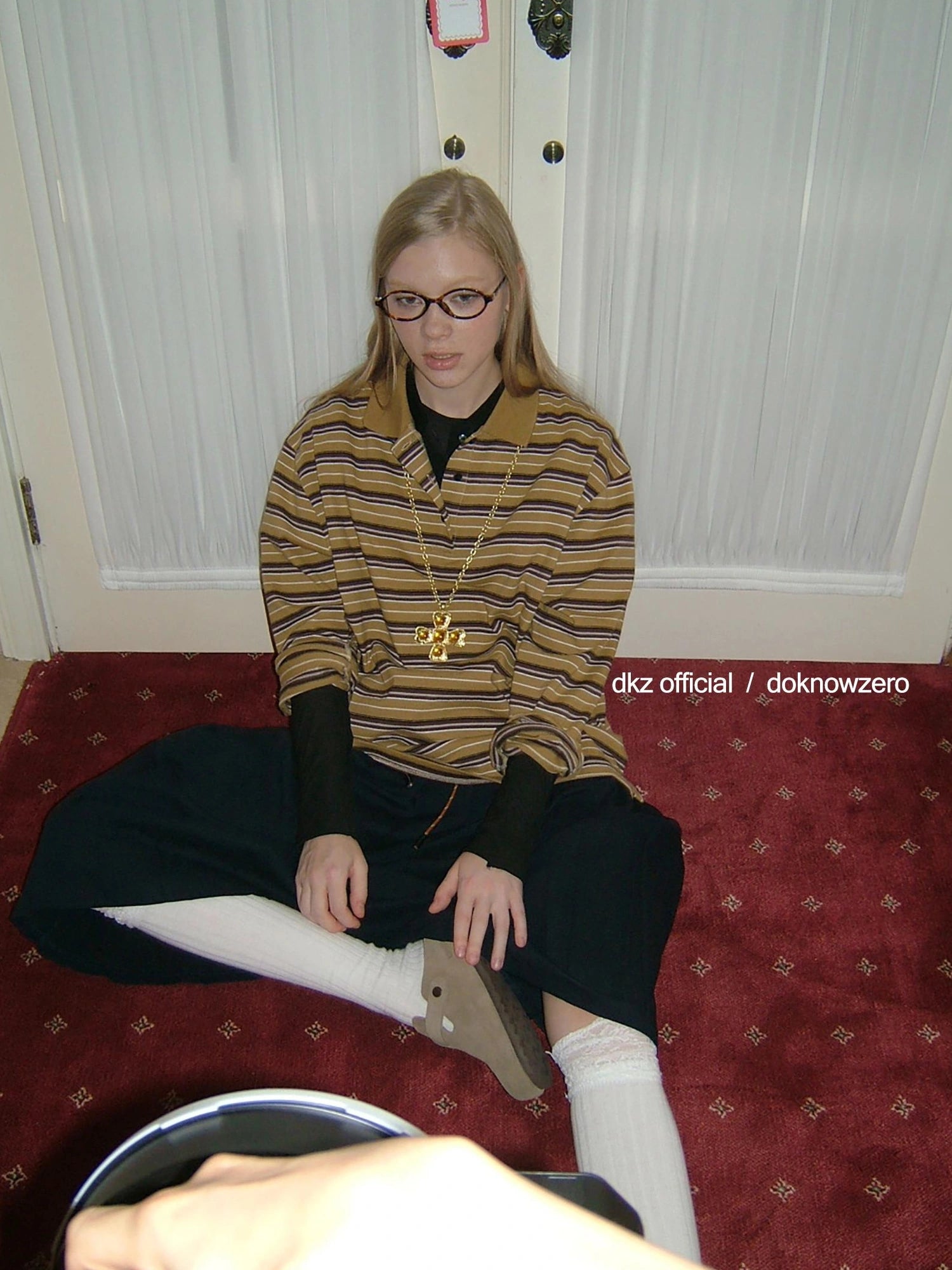 DKZ OFFICIAL Vintage Polo Collar Long Sleeve T-shirt For Women Relaxed Fit