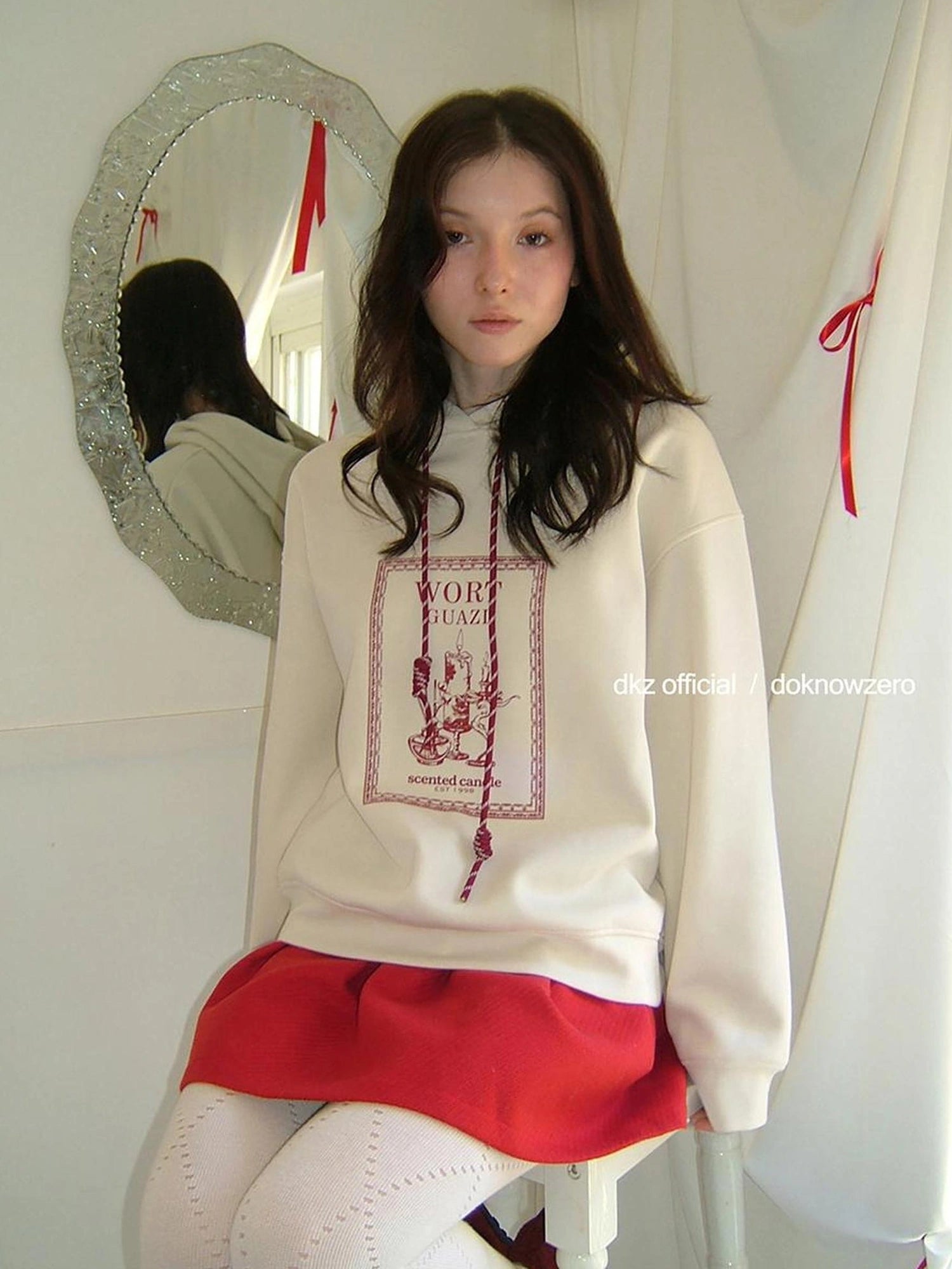 DKZ OFFICIAL Vintage Stamp Print Fleece Hooded Sweatshirt