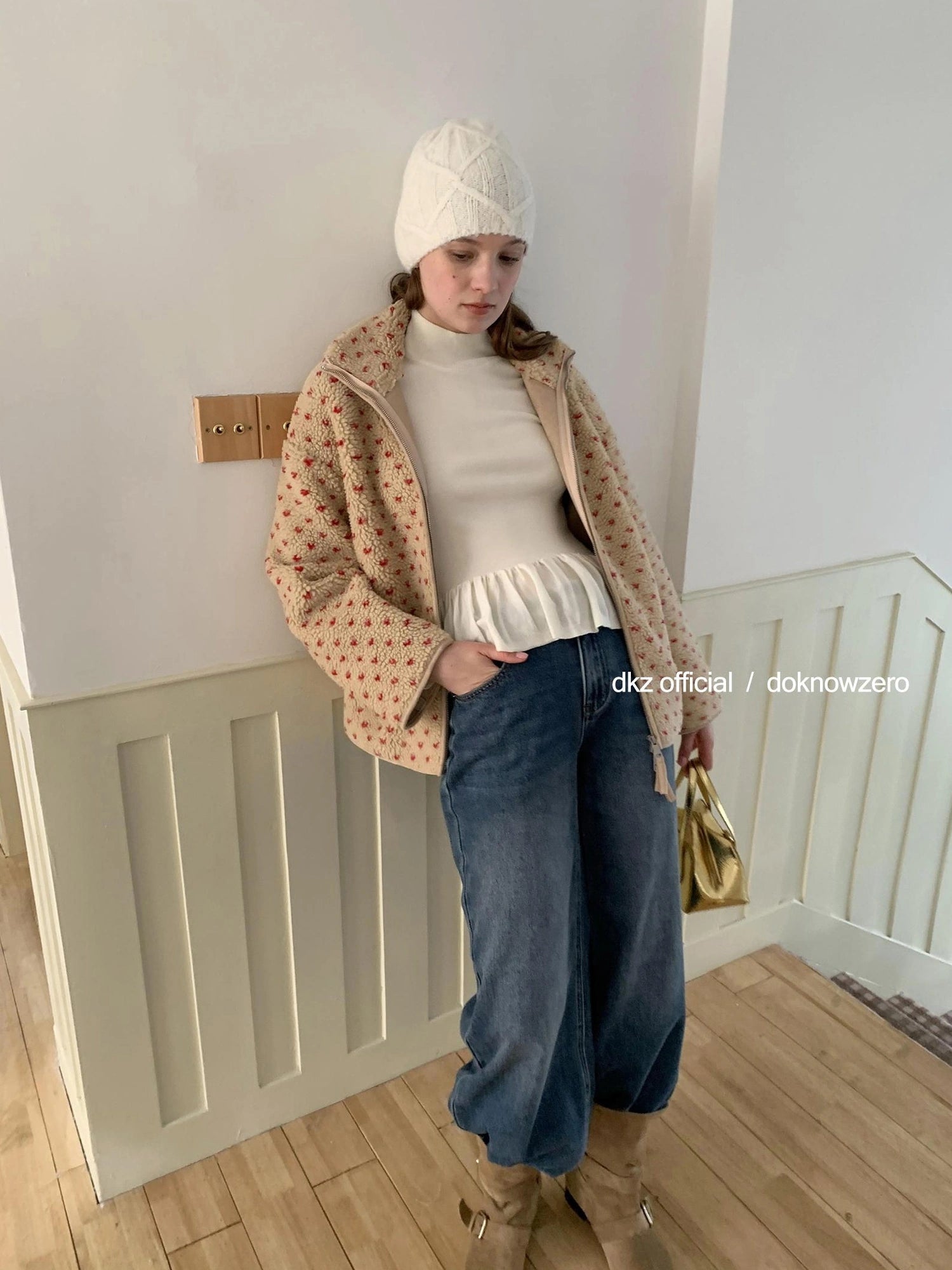 DKZ OFFICIAL Vintage Washed Blue Relaxed Wide Leg Denim Pants