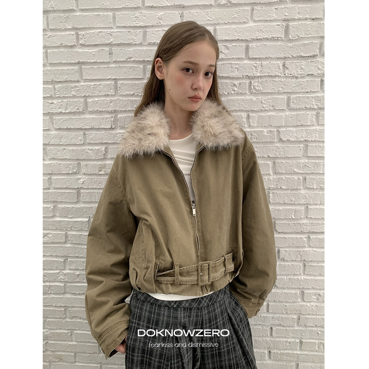 DKZ_OFFICIAL_Vintage_Washed_Detachable_Fur_Collar_Women&