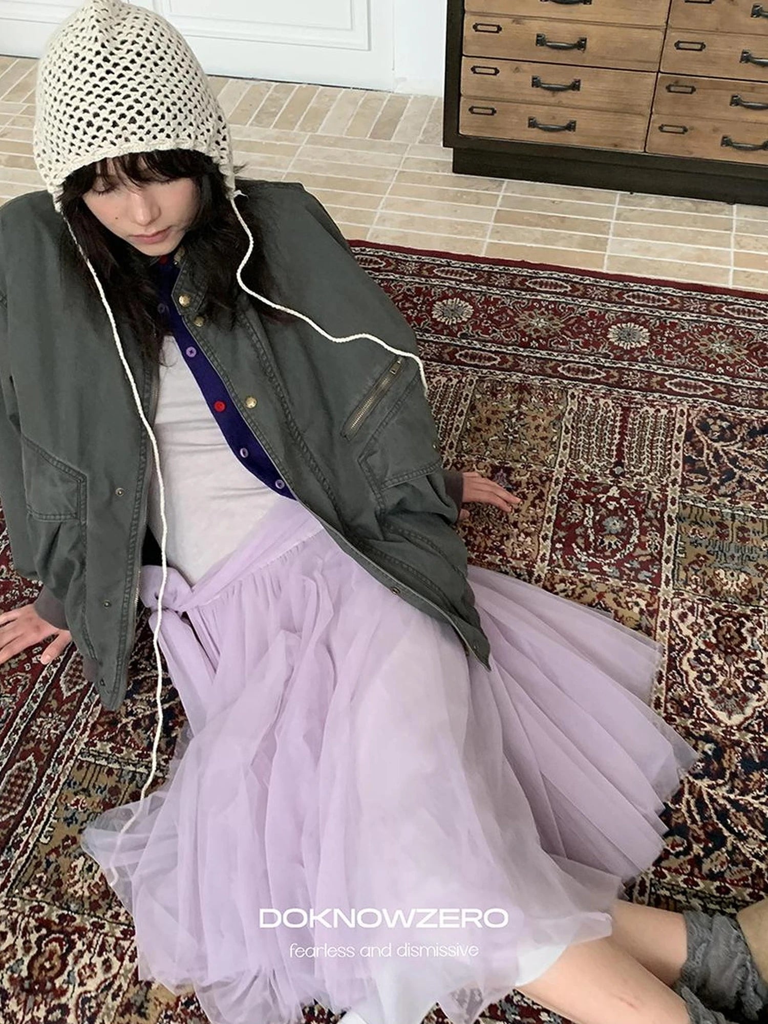 DKZ OFFICIAL Vintage Washed Multi Pocket Women Jacket
