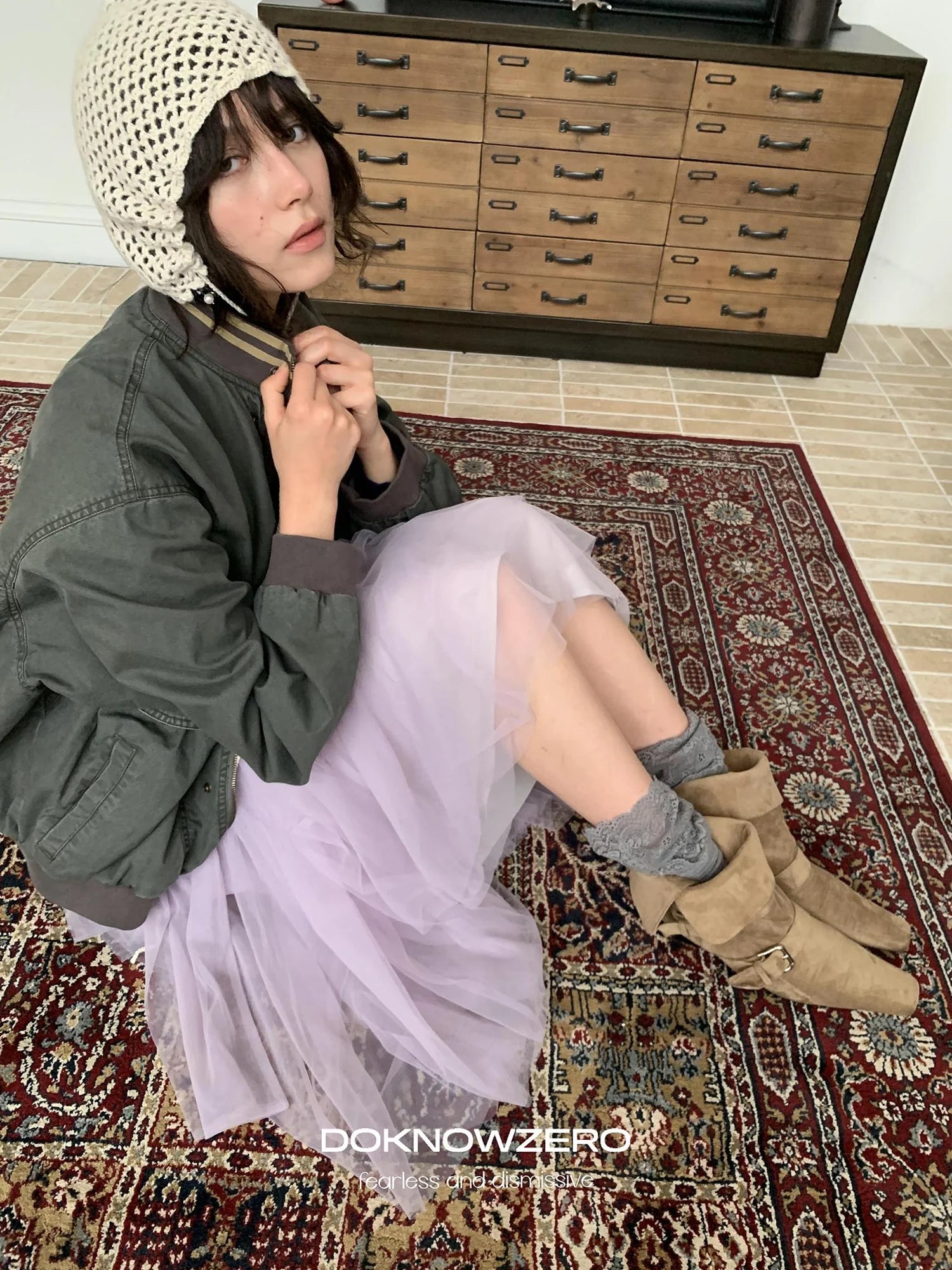 DKZ OFFICIAL Vintage Washed Multi Pocket Women Jacket
