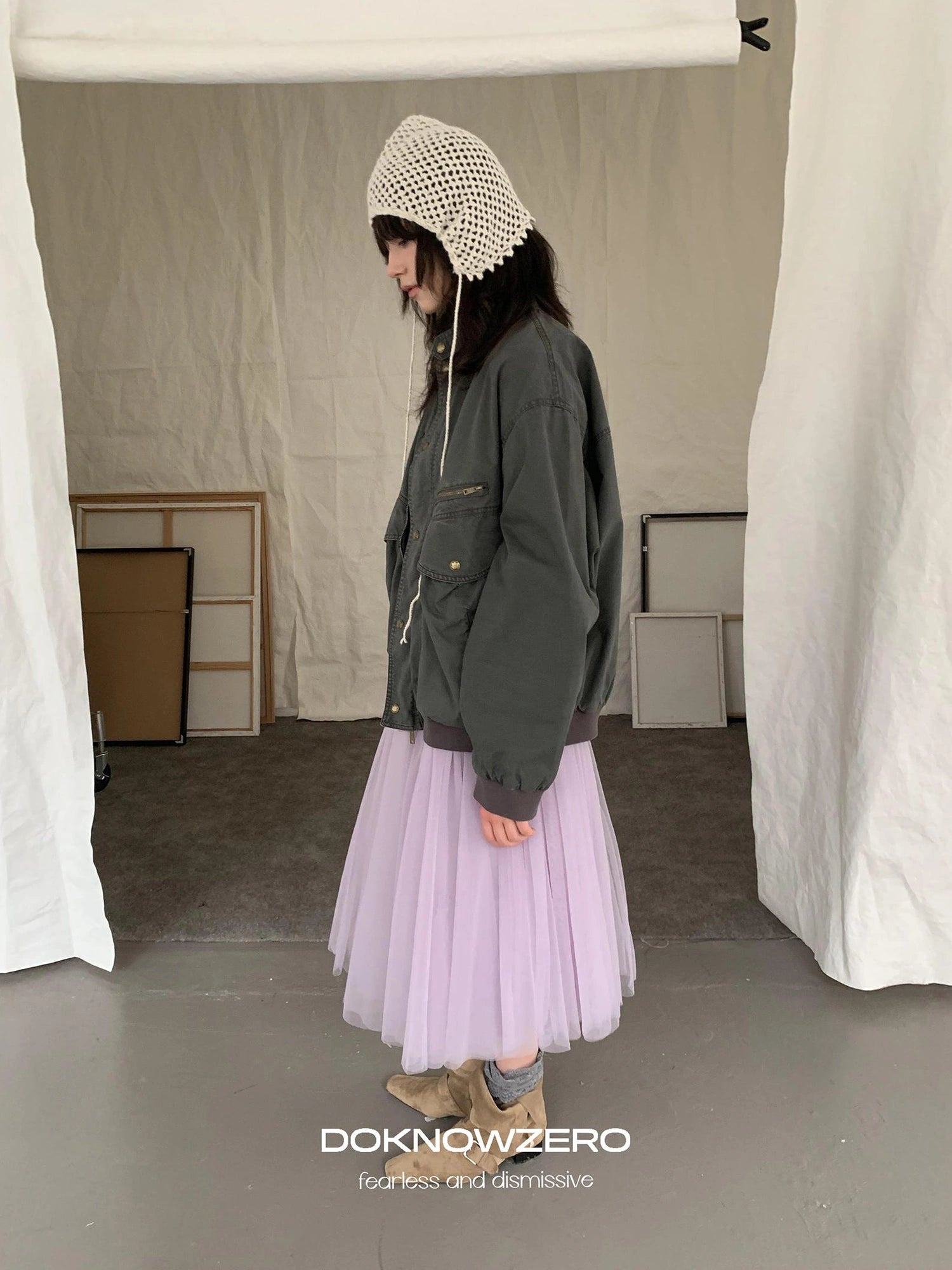 DKZ OFFICIAL Vintage Washed Multi Pocket Women Jacket